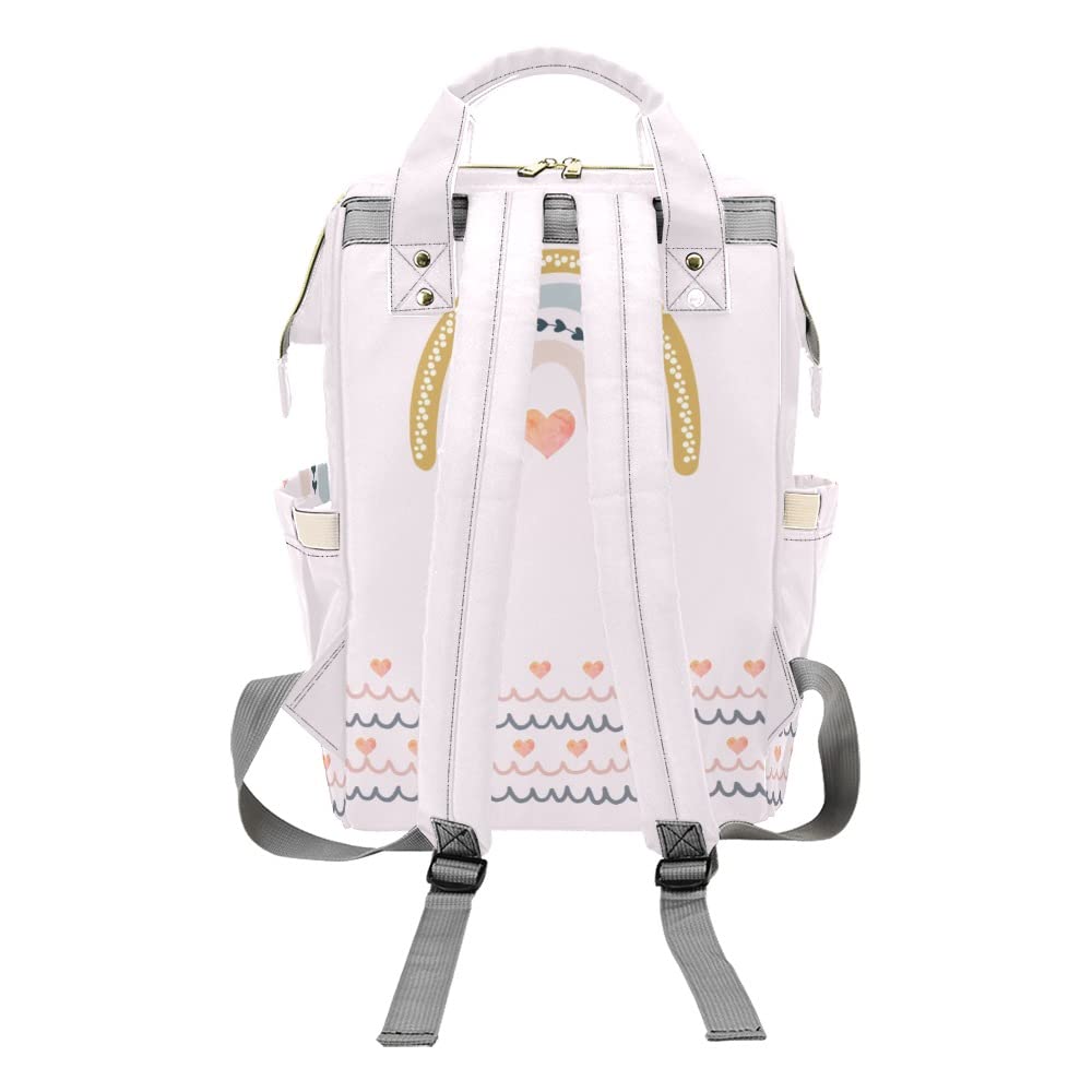 Personalized Rainbow Love Pattern Diaper Backpack - Custom Name Travel & Hiking Bag for Moms, 10.83x6.69x15 inches - Perfect for Baby Outings, Camping & Daily Use