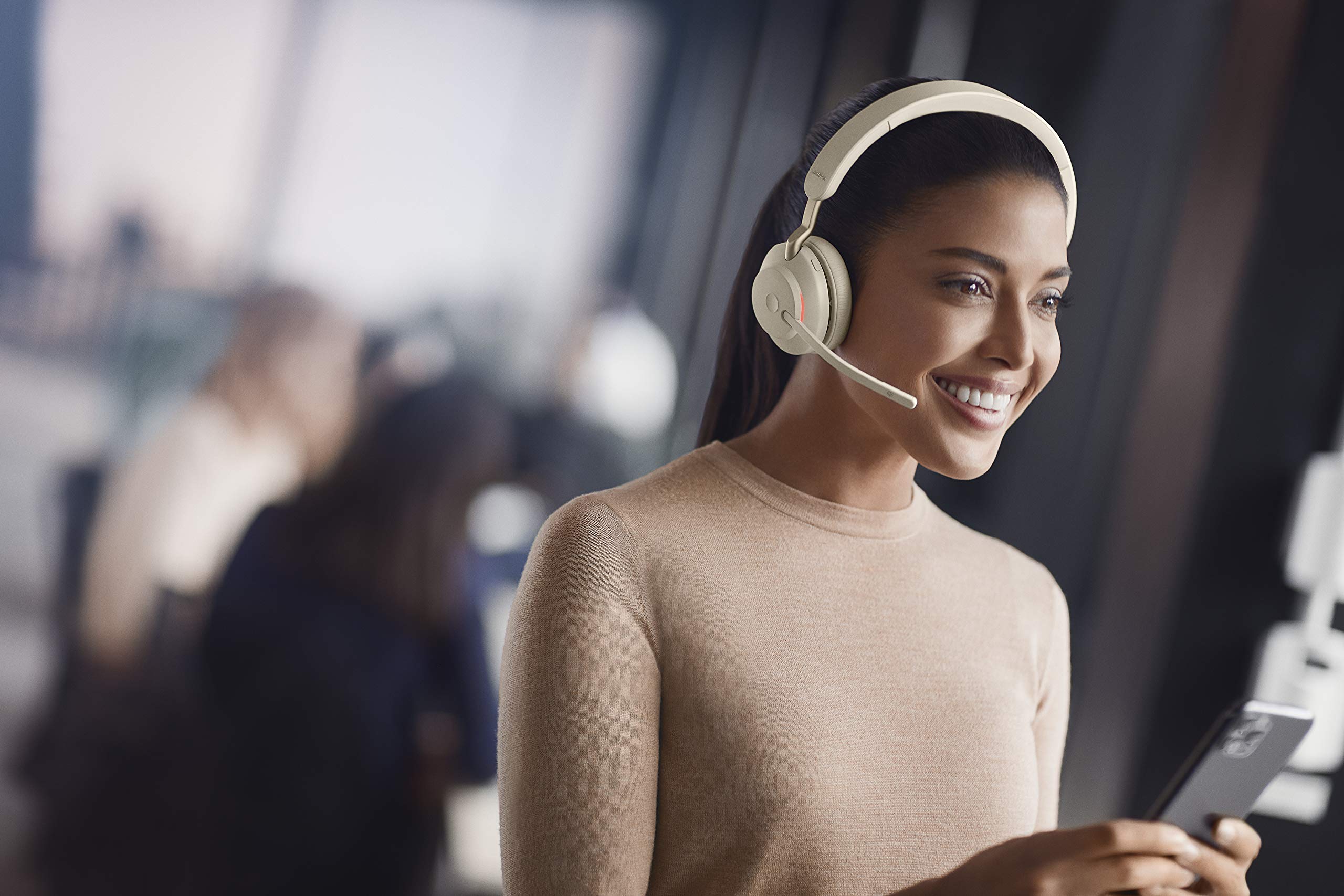 Jabra Evolve2 65 Wireless USB-C Mono Headset with Stand & Bluetooth Dongle - Compatible with Zoom, Webex, Skype, PC, Mac, Smartphones & Tablets - Ideal for Remote Work, Online Meetings & Call Centers (Model 26599-899-888)