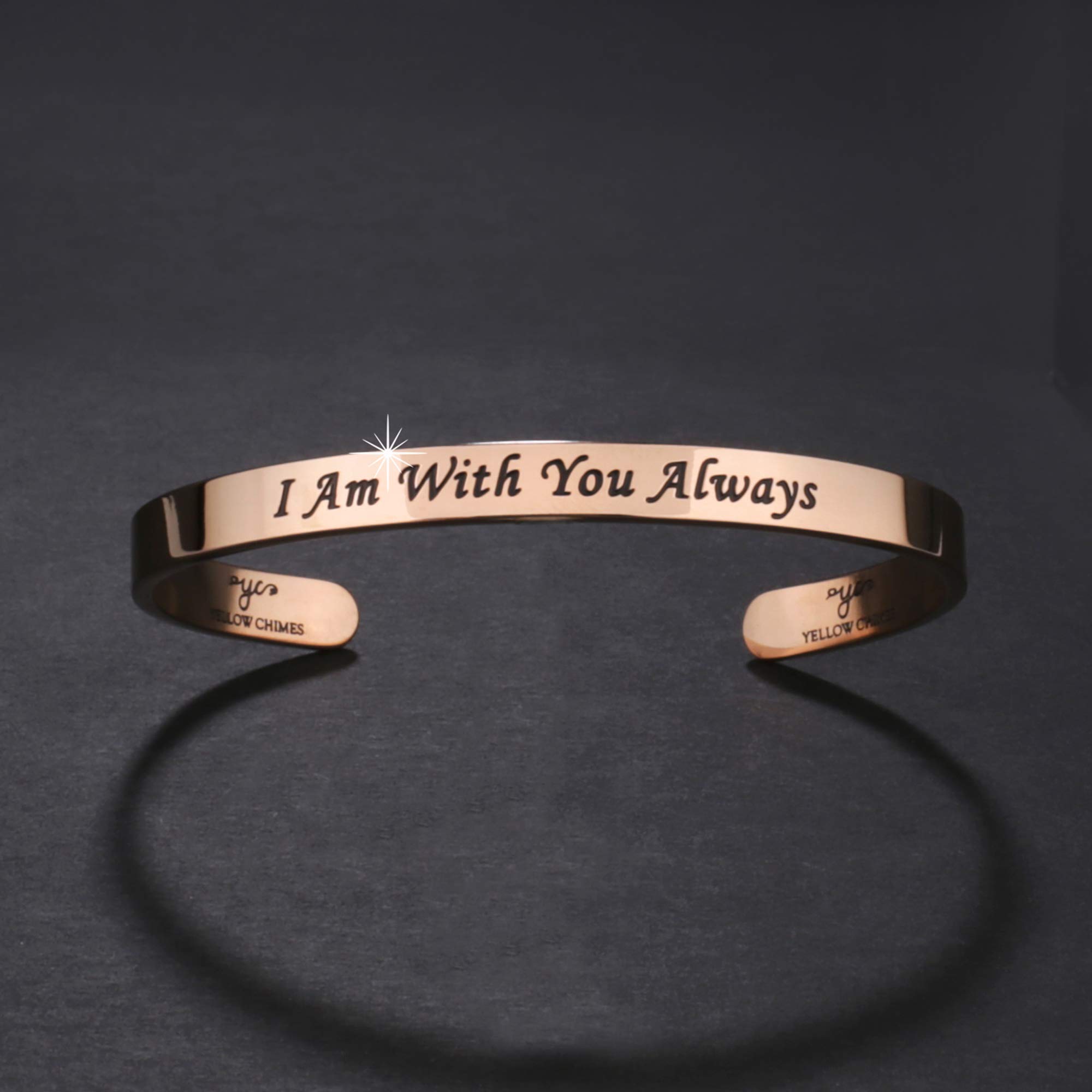 Yellow Chimes Inspirational Engraved Karma Bracelet for Women & Girls - Stainless Steel & Copper Bangle with Message - Valentine's, Birthday, Anniversary Gift for Girlfriend | Perfect for Yoga, Meditation & Daily Wear