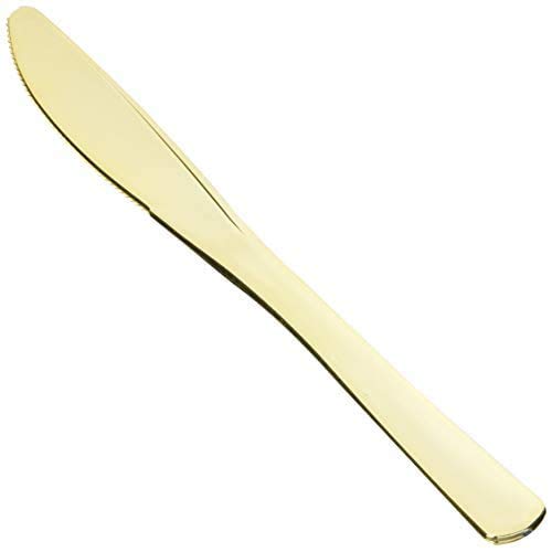Premium Elegant Gold Plastic Knives - Set of 32 | Durable & Stylish Disposable Cutlery | Perfect for Weddings, Parties, Catering & Upscale Events | Ideal for Buffets, BBQs & Formal Dining