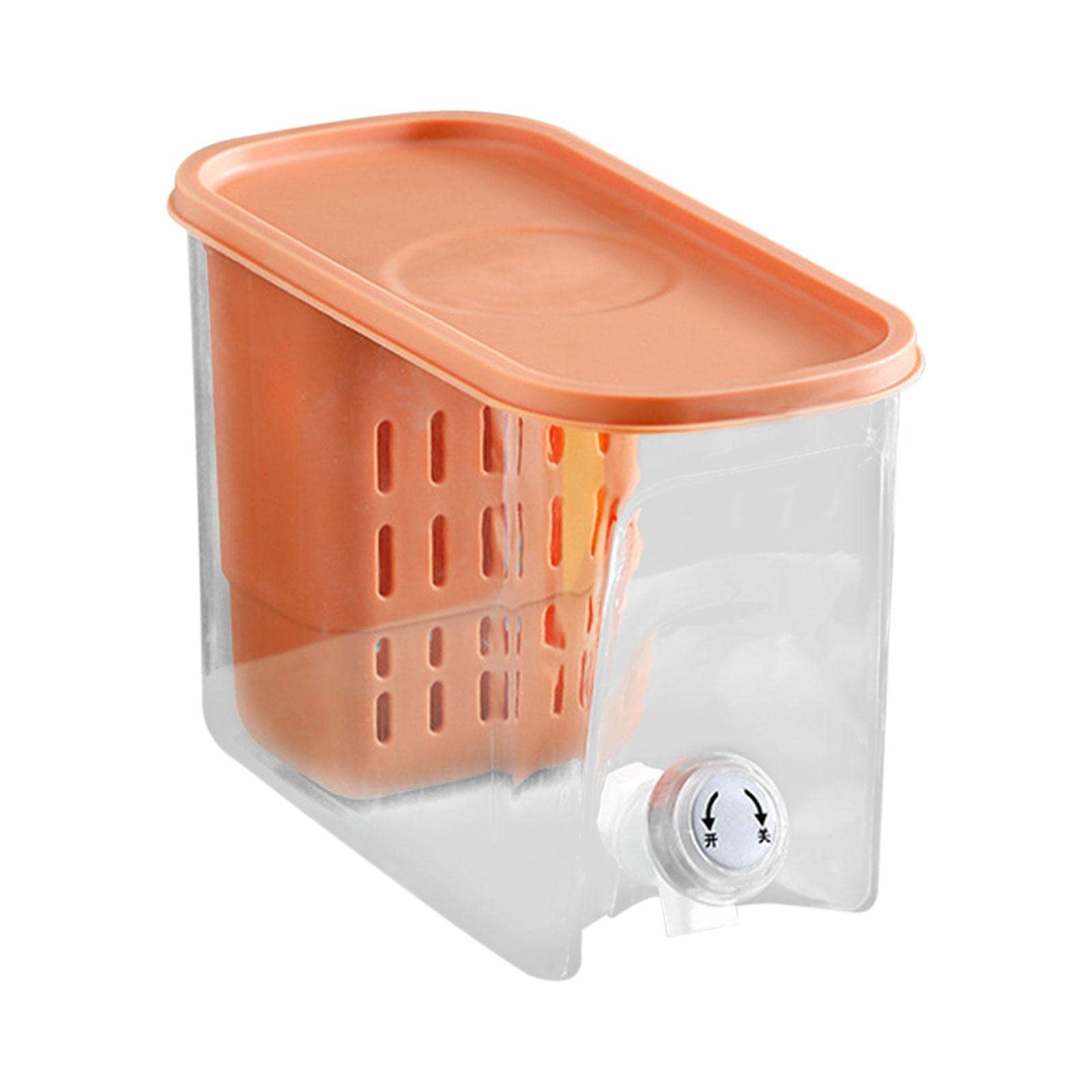 MagiDeal 1.5 Gallon Refrigerator Lemonade Jug with Tap - BPA Free Beverage Dispenser for Iced Juice, Cold Water, Tea - Perfect for Kitchen, Parties, BBQs & Outdoor Events - Orange