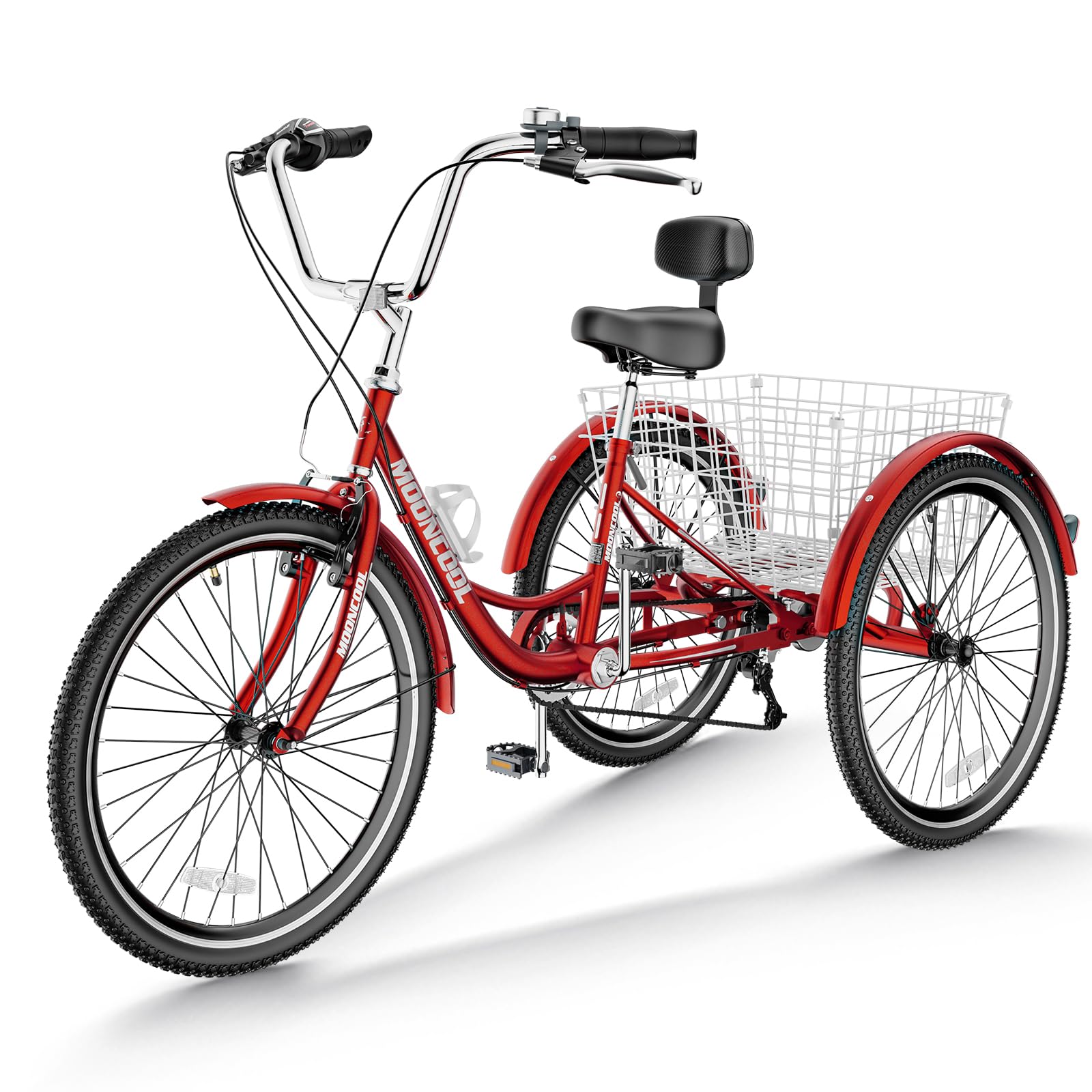 **7-Speed Adult Tricycle 20/24/26 Inch 3-Wheel Bike with Basket - Comfortable & Stable Ride for Seniors, Women & Men - Perfect for Recreation, Shopping & Exercise - Multiple Colors Available - Ideal for Park Rides, Grocery Trips & Outdoor Fitness**
