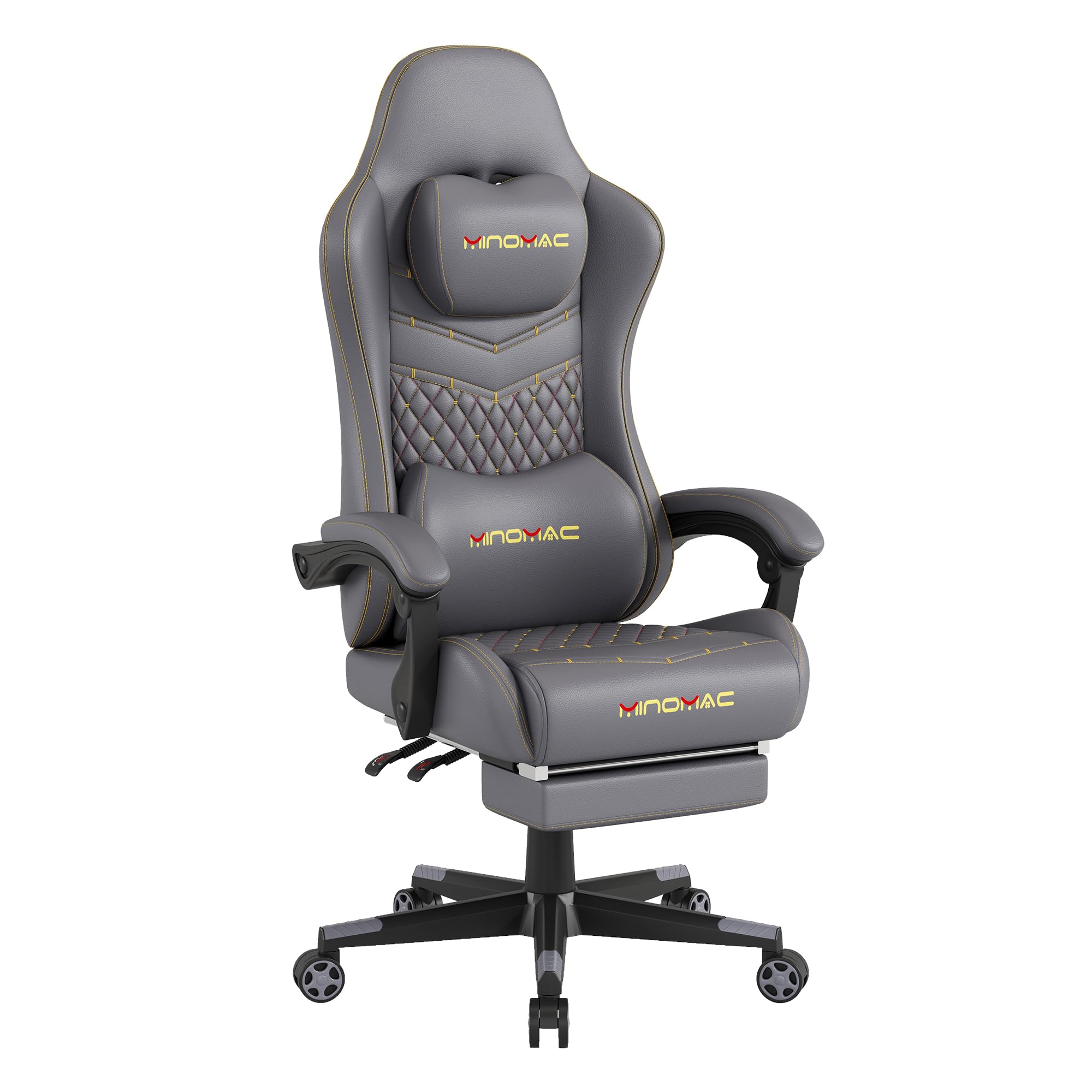 Premium Ergonomic Gaming Chair with Adjustable Footrest & Lumbar Support - 400lbs Weight Capacity, Breathable PU Leather, 155° Reclining Computer Chair for Adults (Grey) - Perfect for Long Gaming Sessions, Home Office & Esports Tournaments