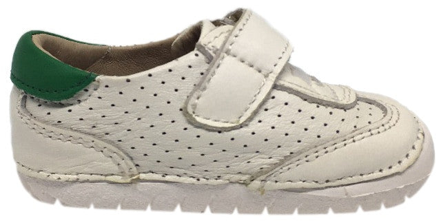 Old Soles Spirit Pave Green Perforated Leather Hook & Loop Walker Sneakers for Boys & Girls - Comfortable Baby Shoes for Walking, Playtime & Everyday Wear