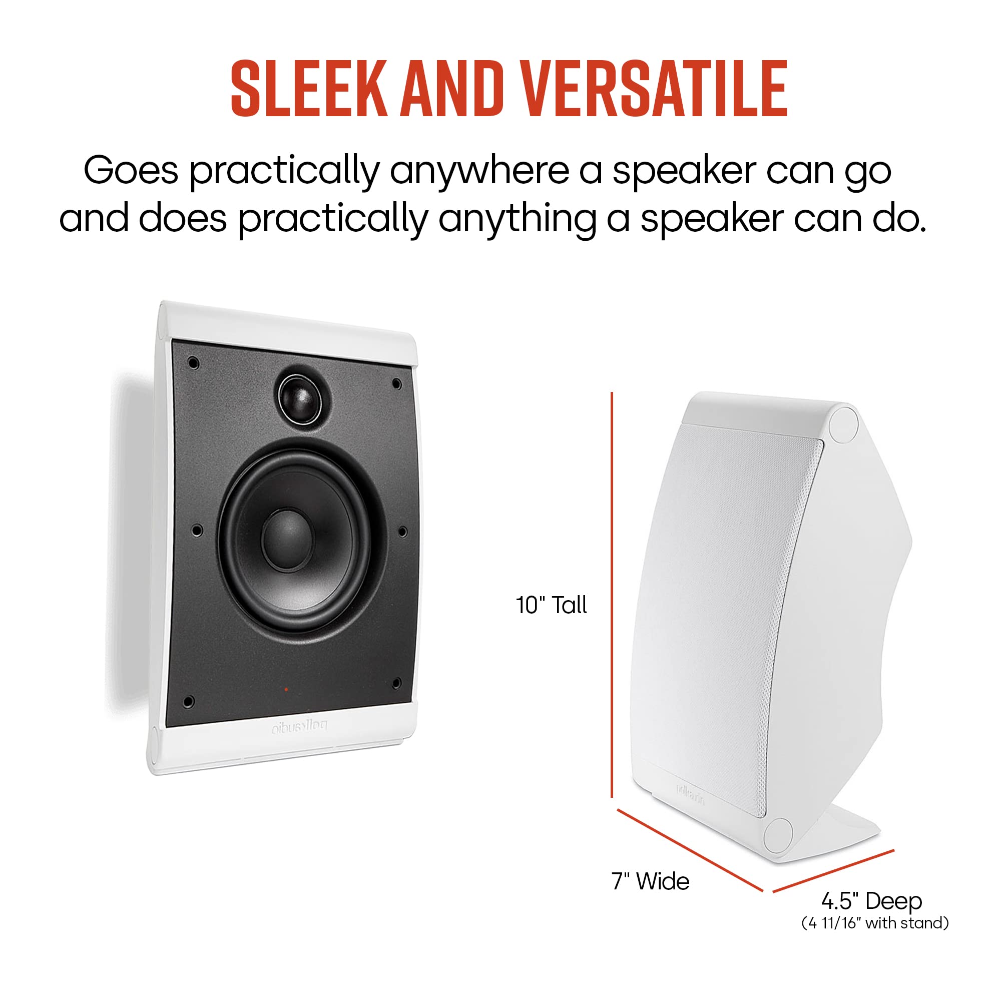 Polk Audio OWM3 White Wall Mount & Bookshelf Speakers - High Performance Versatile Loudspeakers with Paintable Grilles (Pair) - Perfect for Home Theater, Gaming & Music Listening
