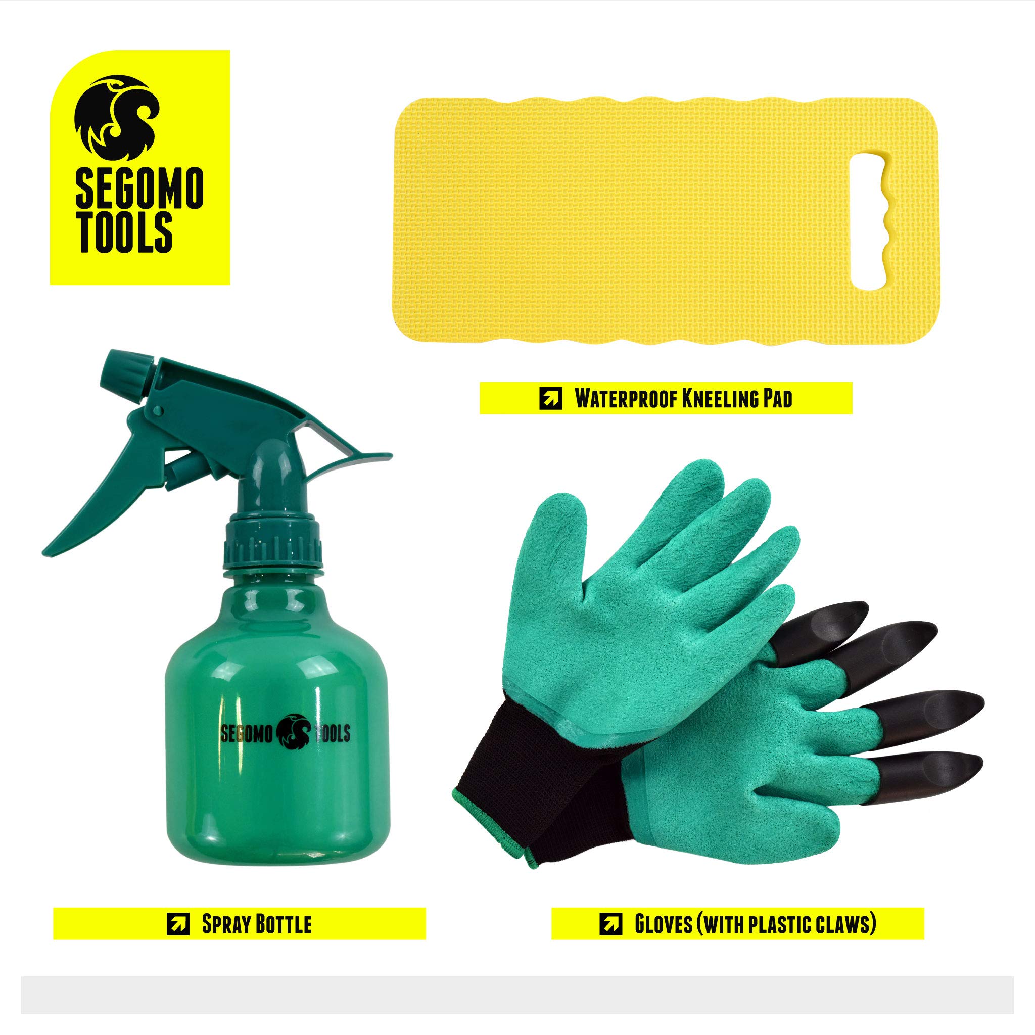 Segomo Tools 12-Piece Premium Garden Tool Set with Gloves, Kneeling Pad, Spray Bottle, Apron & Tote Bag | Complete Gardening Kit for Planting, Weeding & Landscaping | Ideal for Home Gardeners, Backyard Farming & Outdoor DIY Projects