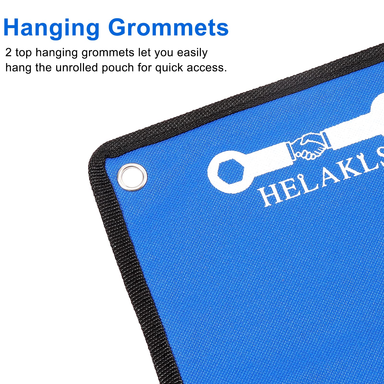 10-Pocket Heavy Duty Canvas Tool Roll Organizer - Metric Wrench Pouch for Mechanics & DIY - Durable Blue Utility Bag for Workshop, Garage & On-the-Go Repairs