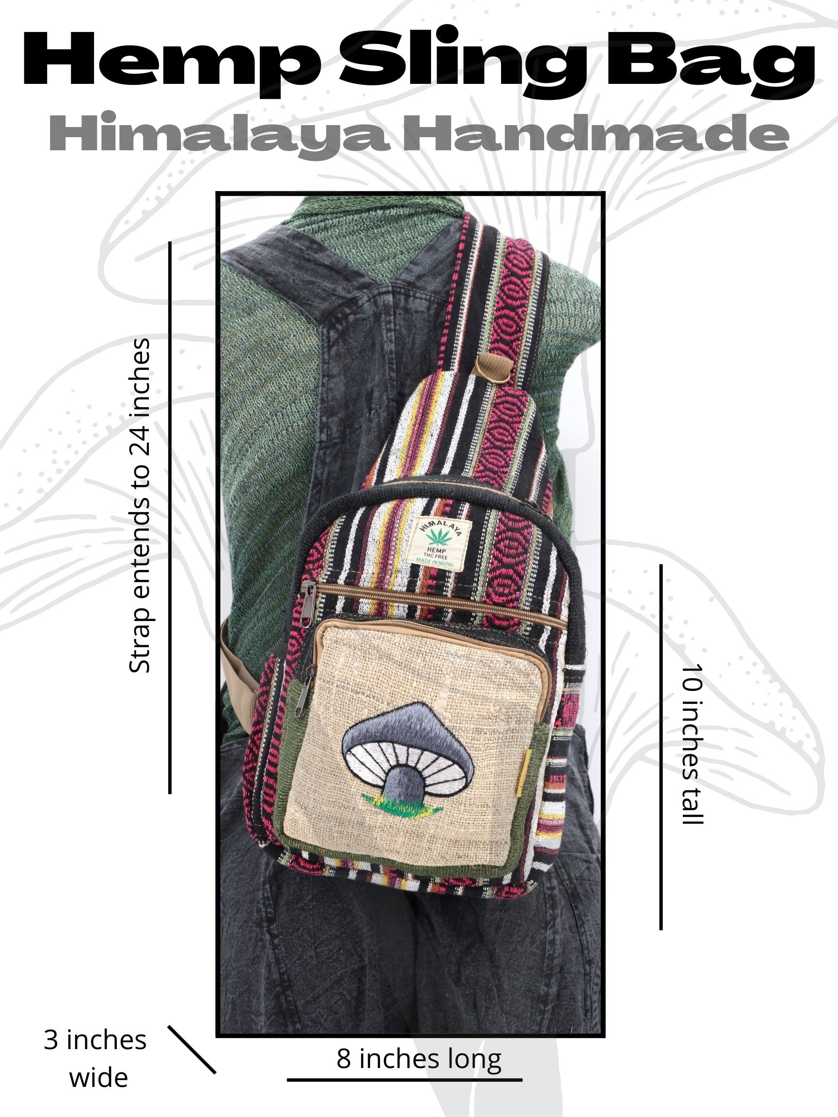 Eco-Friendly Hemp Sling Backpack - Handmade Fair Trade Hippie Festival & Hiking Crossbody Bag | Perfect for Outdoor Adventures, Music Festivals & Travel Accessories