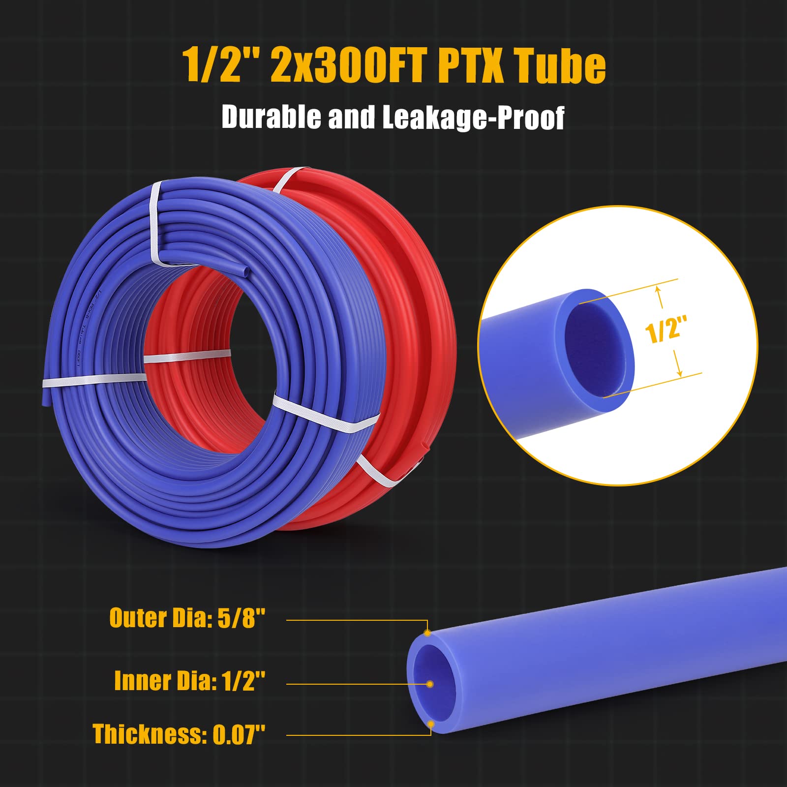 GARVEE 2x300FT PEX A Pipe 1/2 Inch PEX Tubing - Flexible Plumbing Supply for Residential Water Lines & Radiant Floor Heating Systems | Perfect for Home Renovation, DIY Plumbing Projects & Hydronic Heating Installations