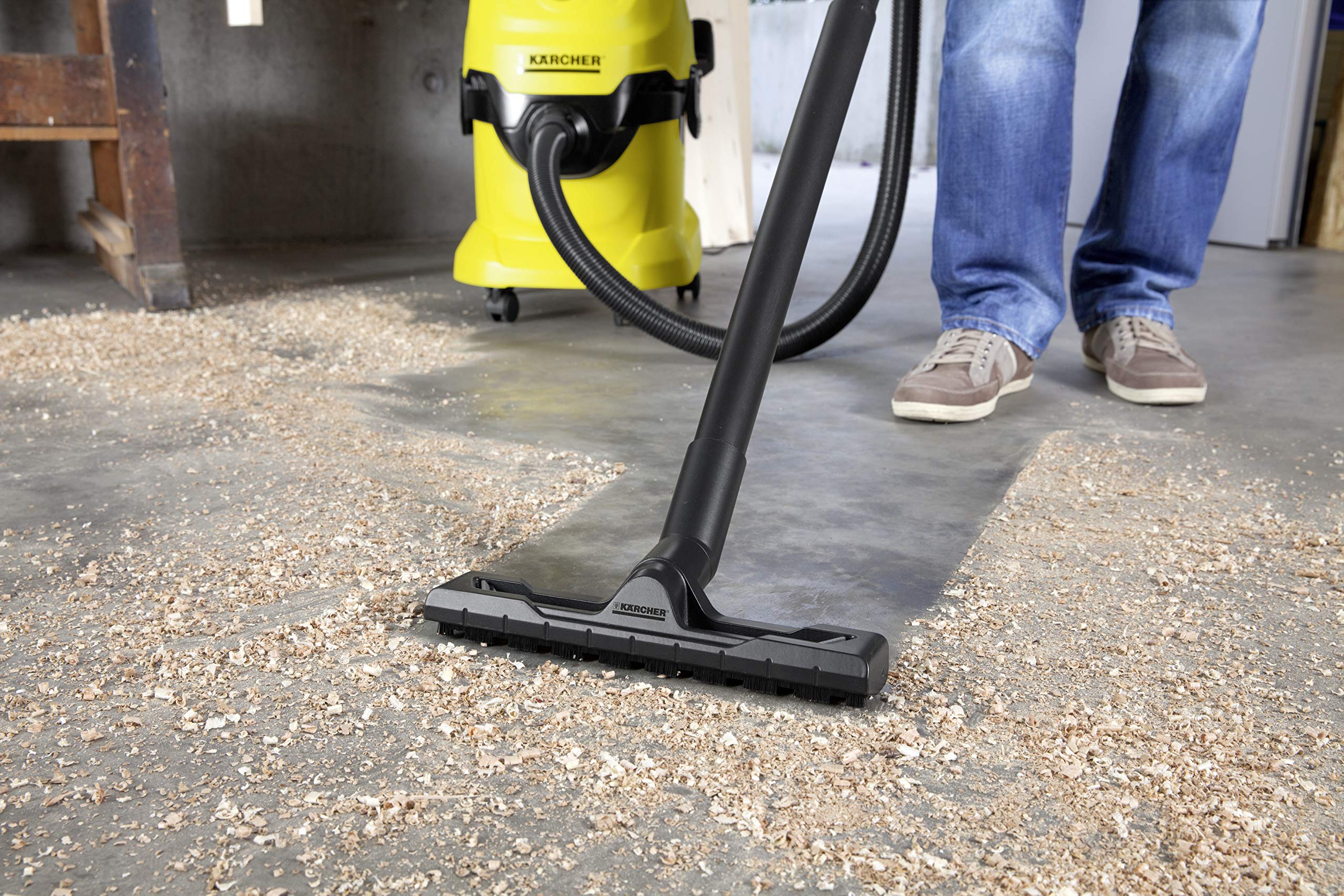 Karcher WD 4 5.3 Gallon Wet Dry Vacuum Cleaner with Attachments - Powerful Multi-Purpose Shop Vac for Home, Garage, Workshop & Car Cleaning