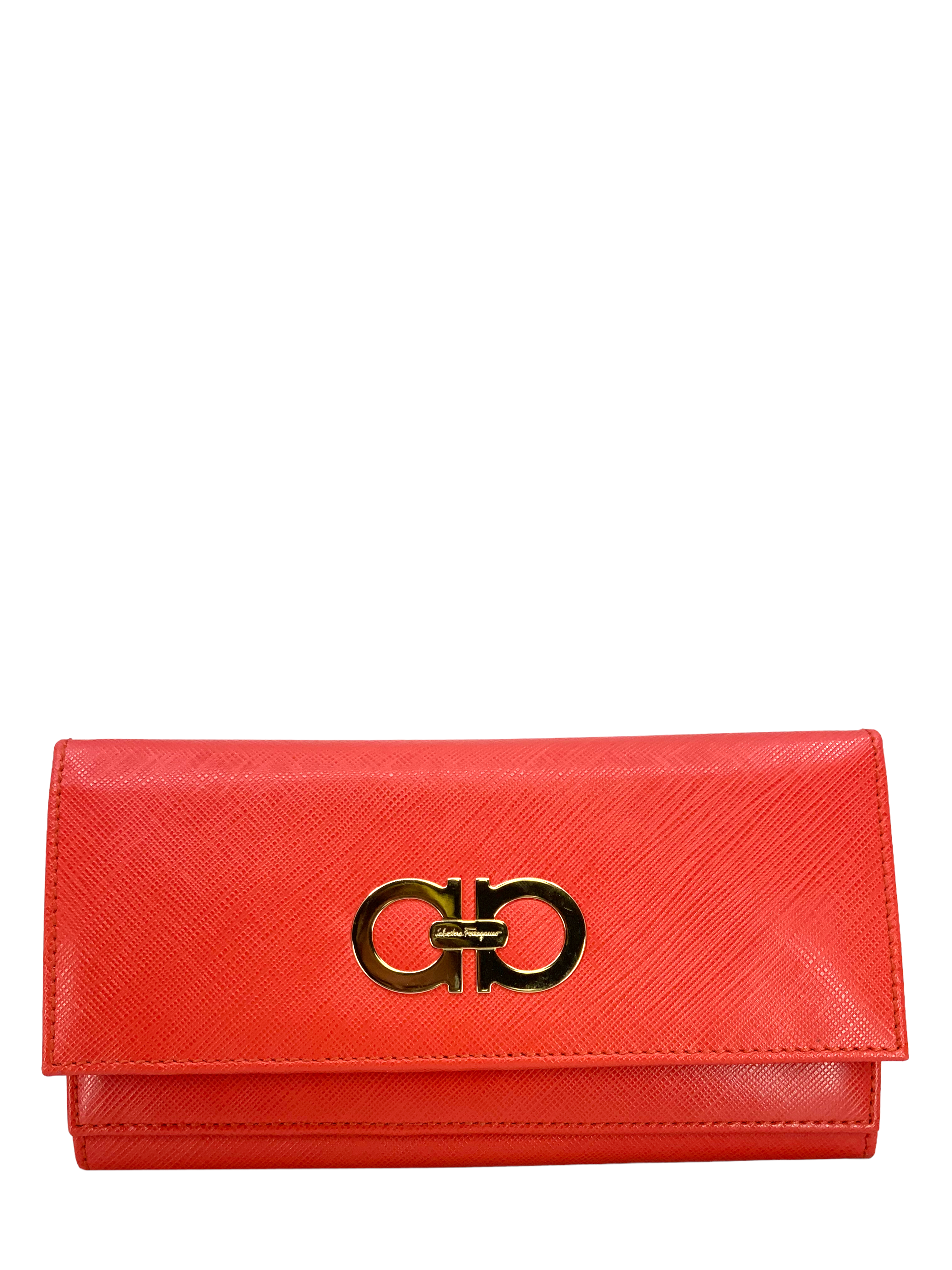 Salvatore Ferragamo Gancini Long Wallet for Men - Genuine Pebbled Calf Leather Bifold Wallet with RFID Protection - Perfect for Business, Travel & Everyday Use