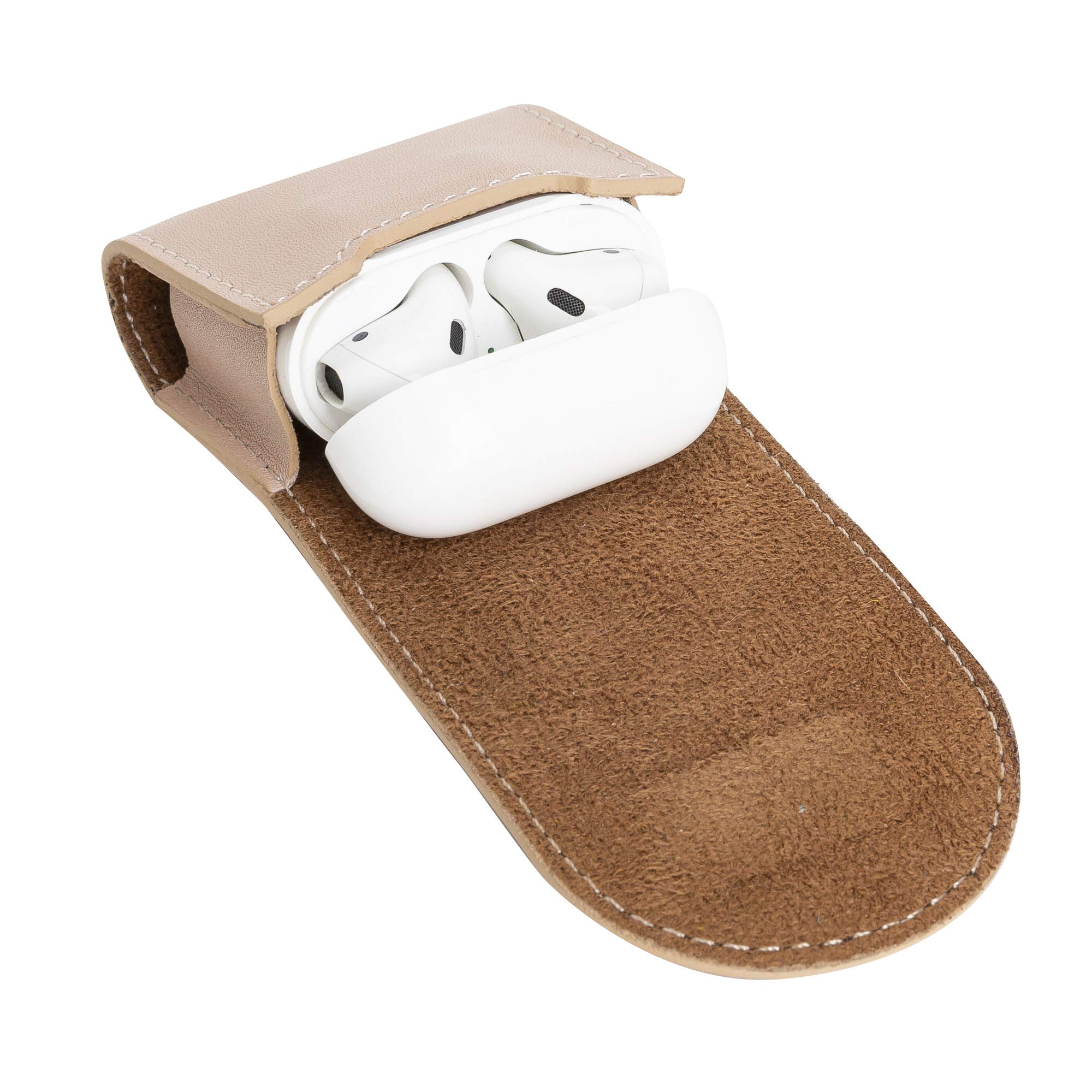 Premium Genuine Leather Case Cover for Apple AirPods 1 & 2 Charging Case - Slim Protective Sleeve in Nude Pink | Perfect for Travel, Work & Everyday Use