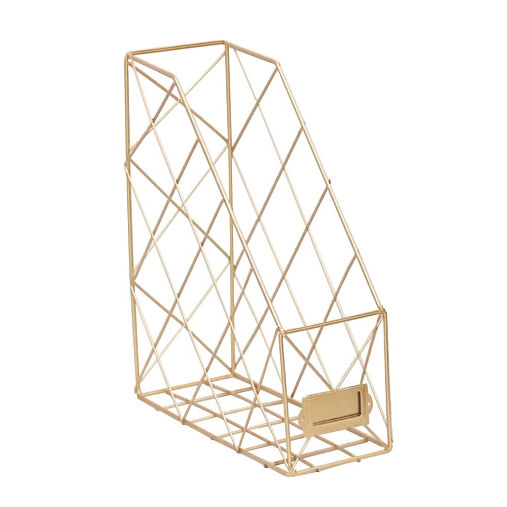 Iron Grid Storage Rack - Hollowed Out Bookshelf Organizer for Home & Office - Desktop File Magazine Holder (One Size, Color C) - Perfect for Books, Files, Magazines, and Office Supplies Organization