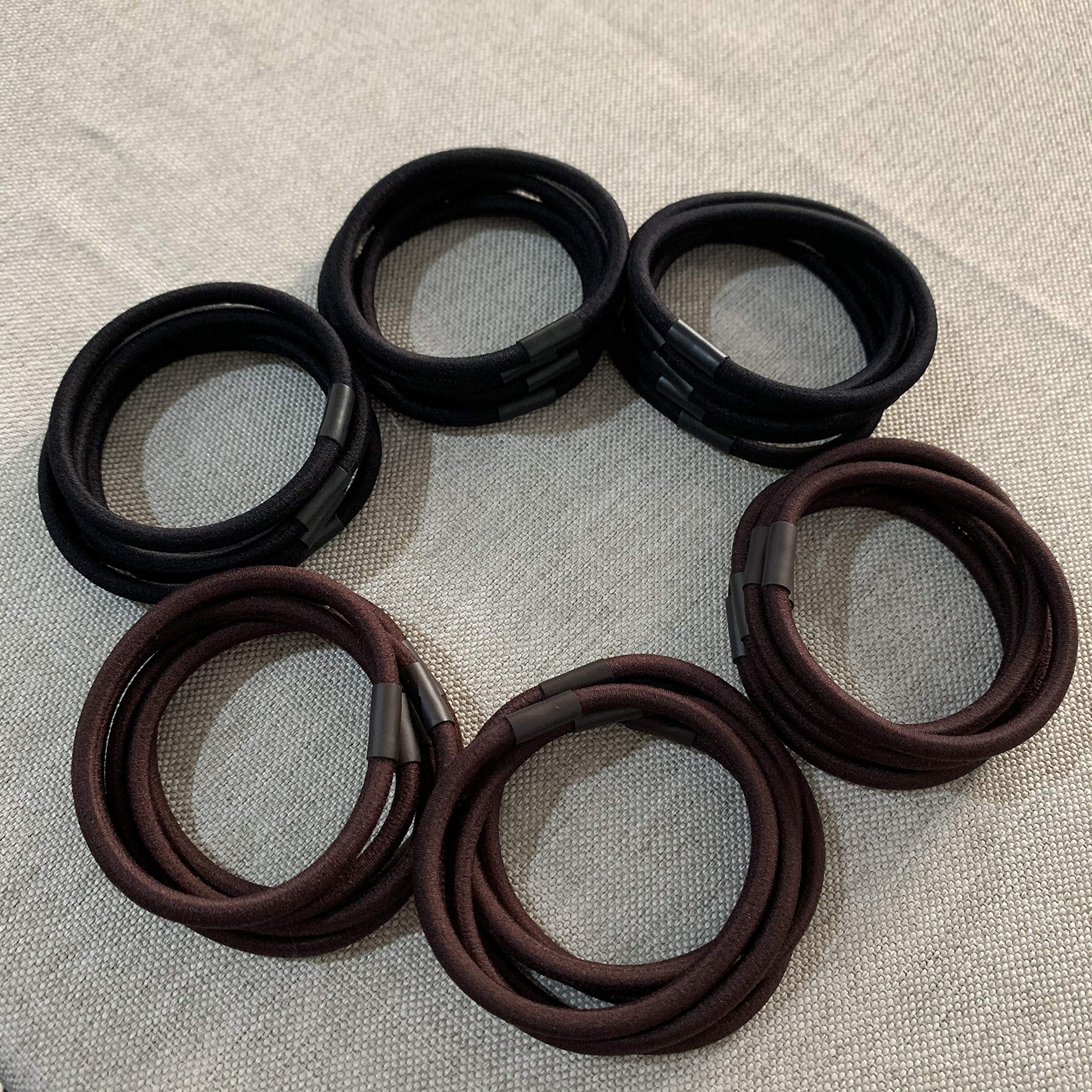 30 Pack Stretchy Hair Ties for Women & Girls - Soft Elastic Ponytail Holders for Thick Hair - Black & Brown Hair Rubber Bands (Perfect for Workouts, Yoga, School & Daily Styling)