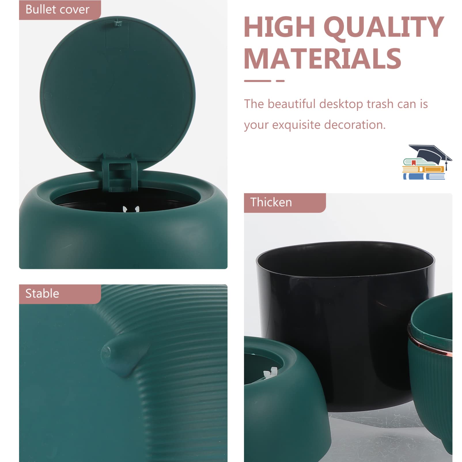 Mini Desktop Trash Can with Lid - Small Plastic Waste Bin for Office, Home & Study Table | Compact Garbage Organizer for Desk, Countertop & Workspace