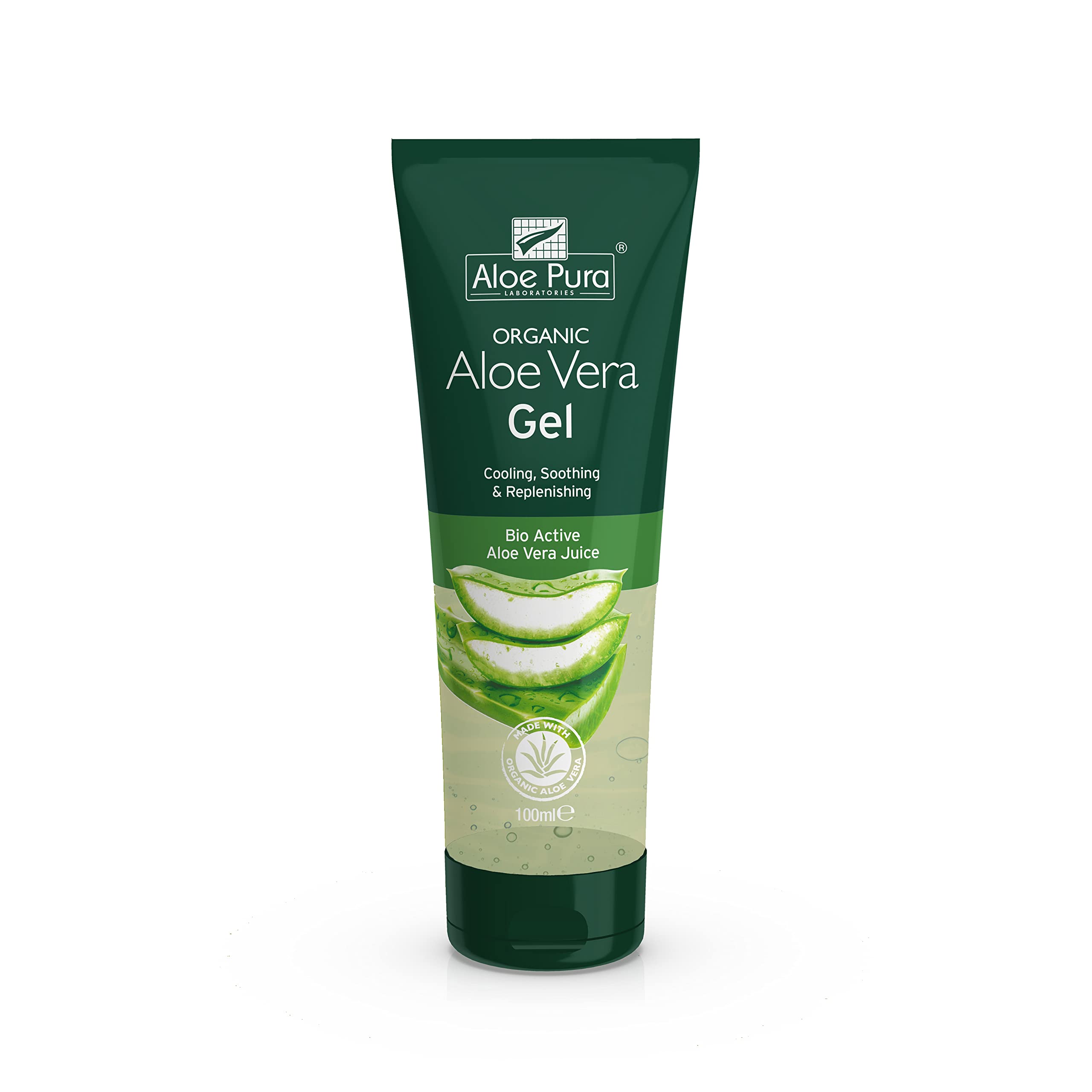 Organic Aloe Vera Gel by Aloe Pura - 100ml | Natural, Vegan, Cruelty-Free, Paraben & SLS Free | Cooling & Soothing for Sunburn, Dry Skin & After Shave Care