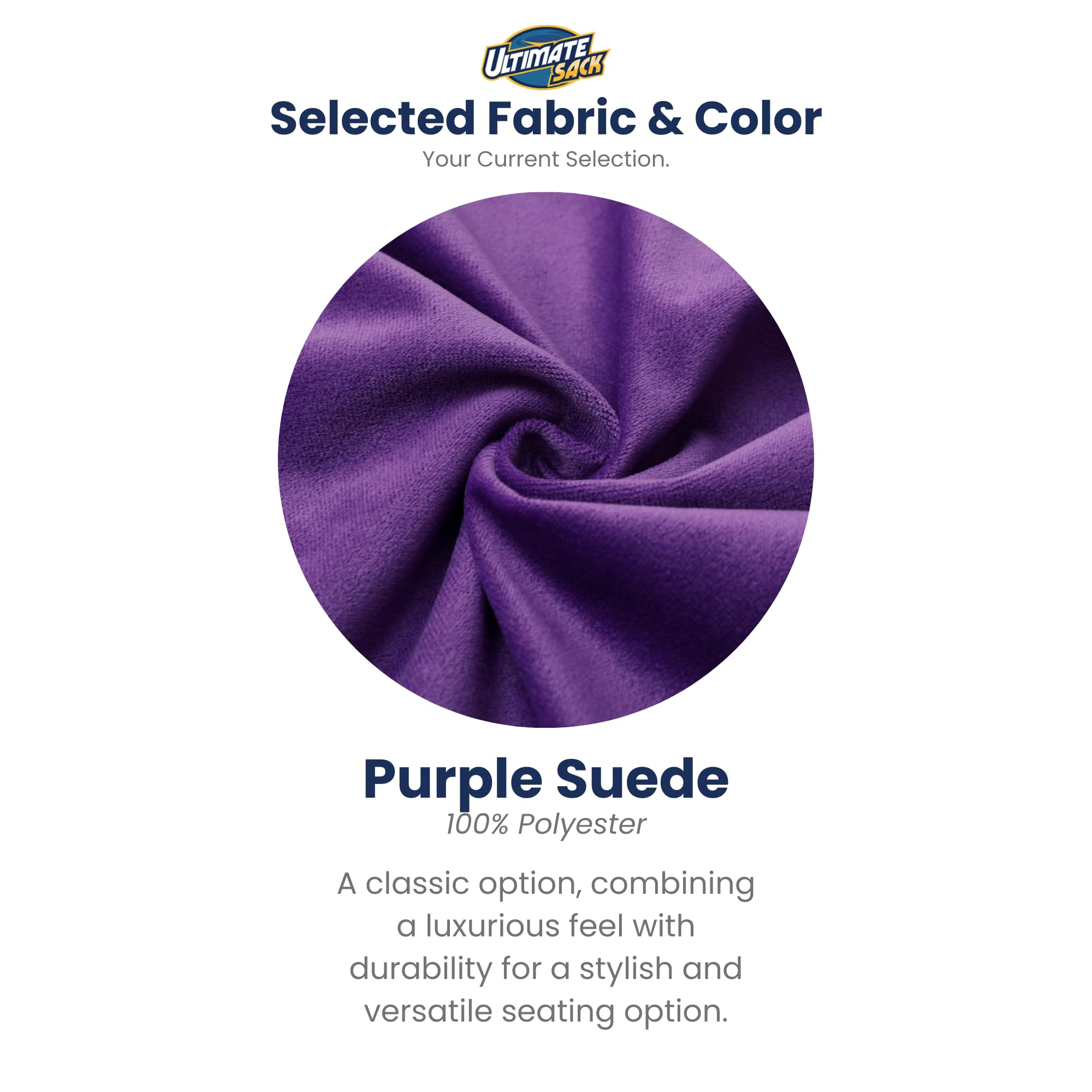 ULTIMATE SACK 4ft Oversized Bean Bag Chair with Footstool - Premium Purple Suede Lounge Furniture for Adults - Perfect for Living Room, Game Room & Dorm Relaxation