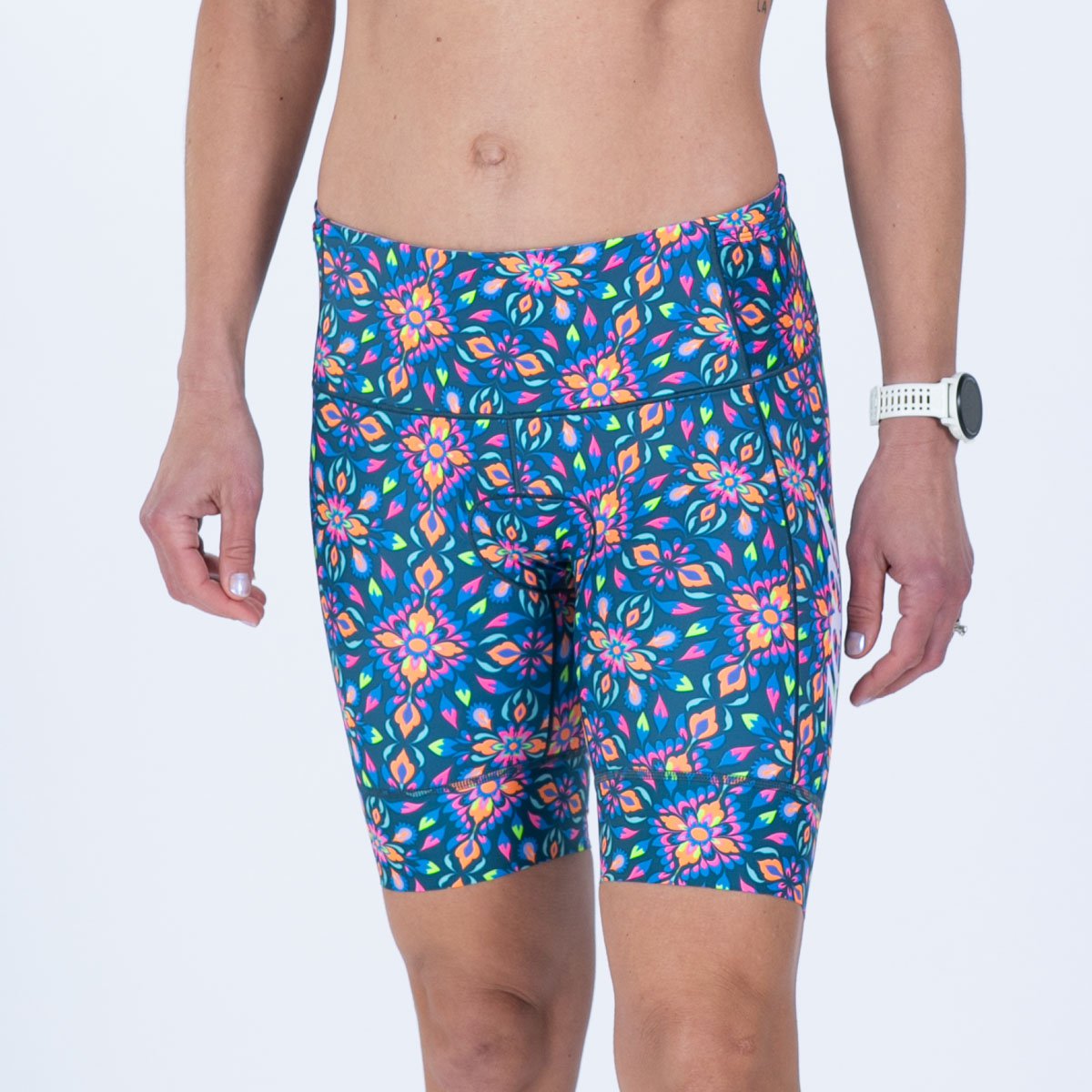 Women's Limited Edition Tri 8 Shorts - Kaleidoscope Print Athletic Running & Yoga Workout Shorts for Women | Perfect for Gym, Yoga, and Outdoor Activities