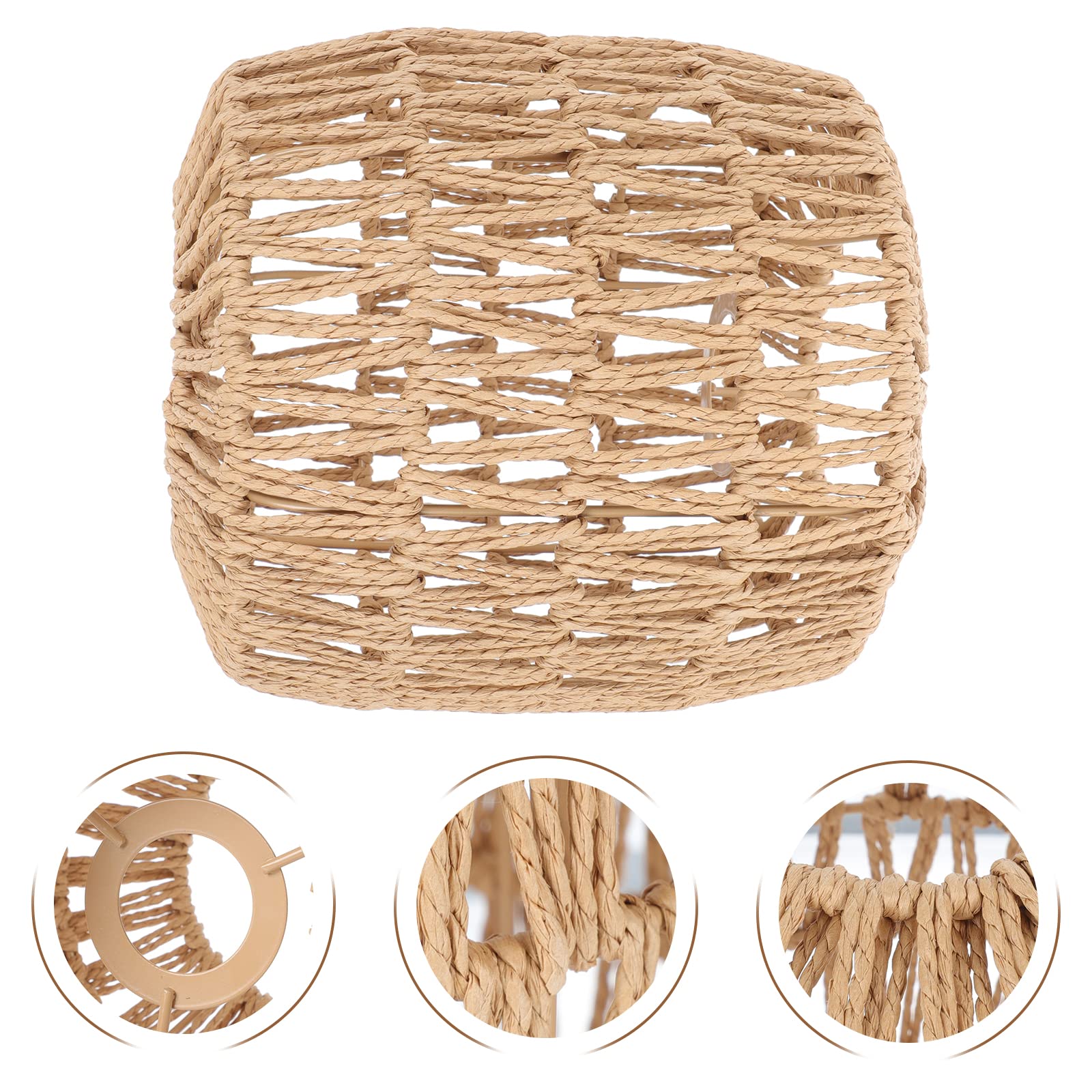 1PC Woven Rattan Lamp Shade - Medium Drum Pendant Light Cover for E27 Bulb - Hanging Chandelier, Table & Ceiling Light Fixture - Boho Home Decor for Living Room, Bedroom & Patio