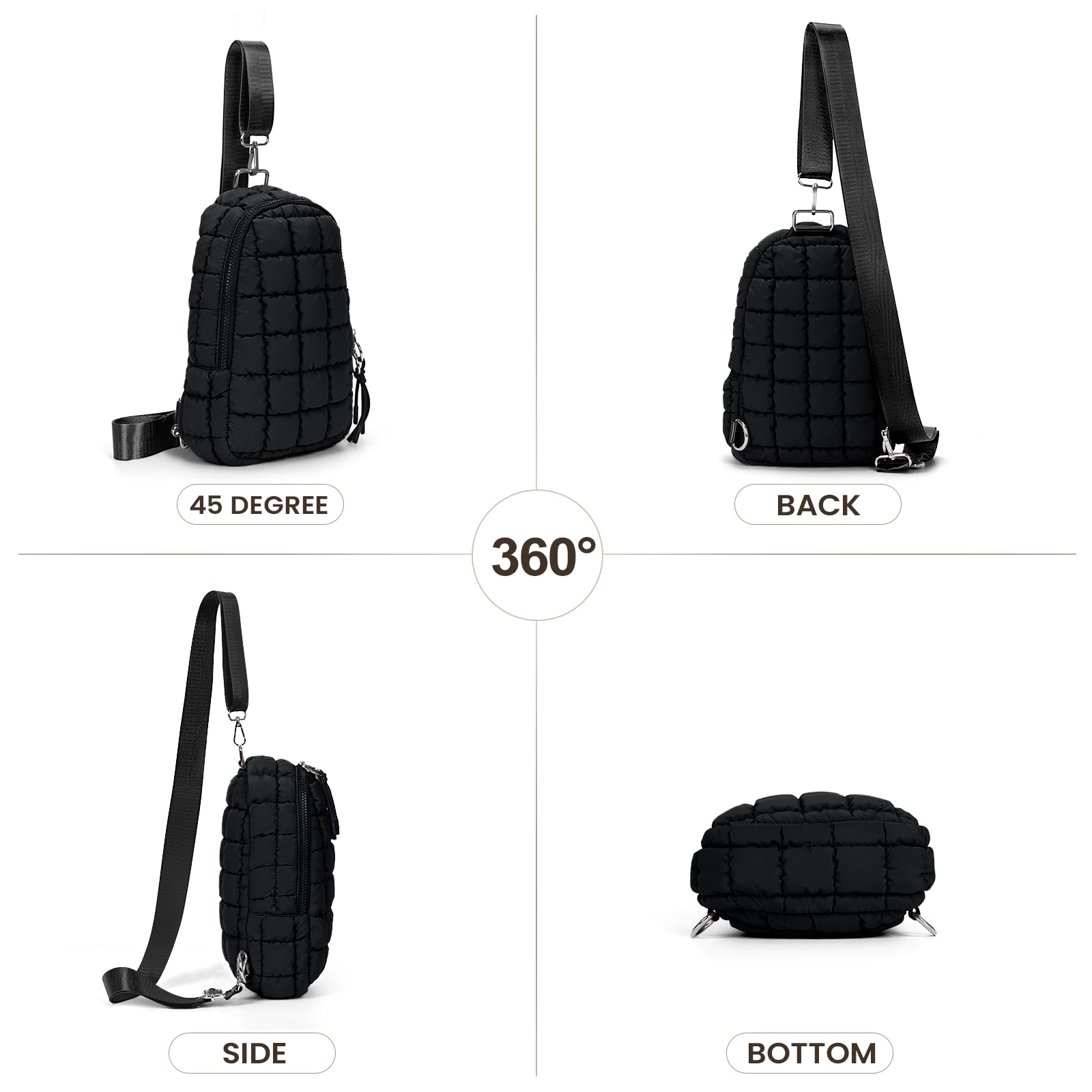 YFGBCX Quilted Puffer Sling Bag for Women - Crossbody Purse, Fanny Pack & Chest Bag | Stylish & Lightweight for Travel, Shopping & Daily Use
