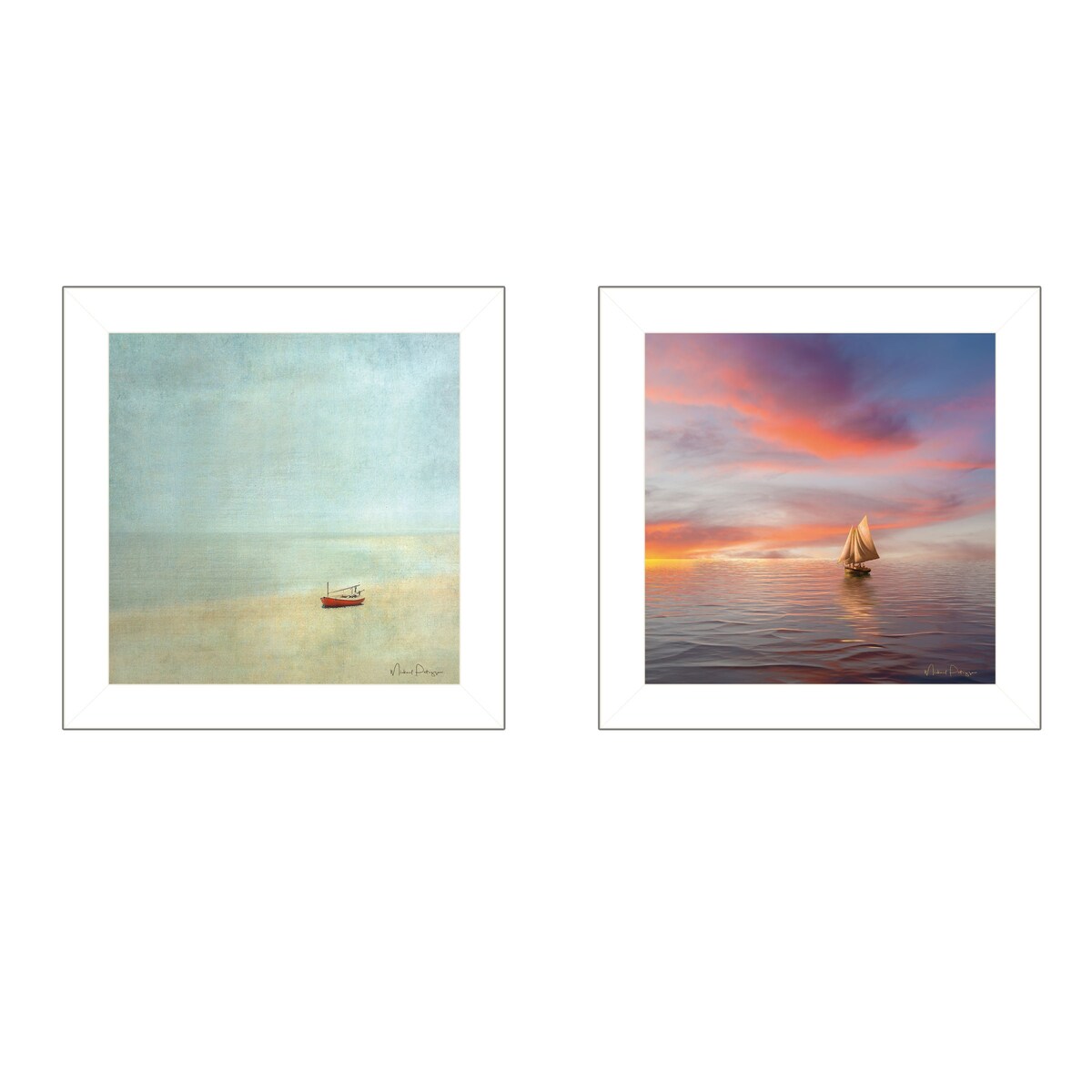 Michael Petrizzo Seascape Art Prints - Set of 2 White Framed Ocean Wall Decor | Perfect for Living Room, Bedroom & Coastal Home Decor