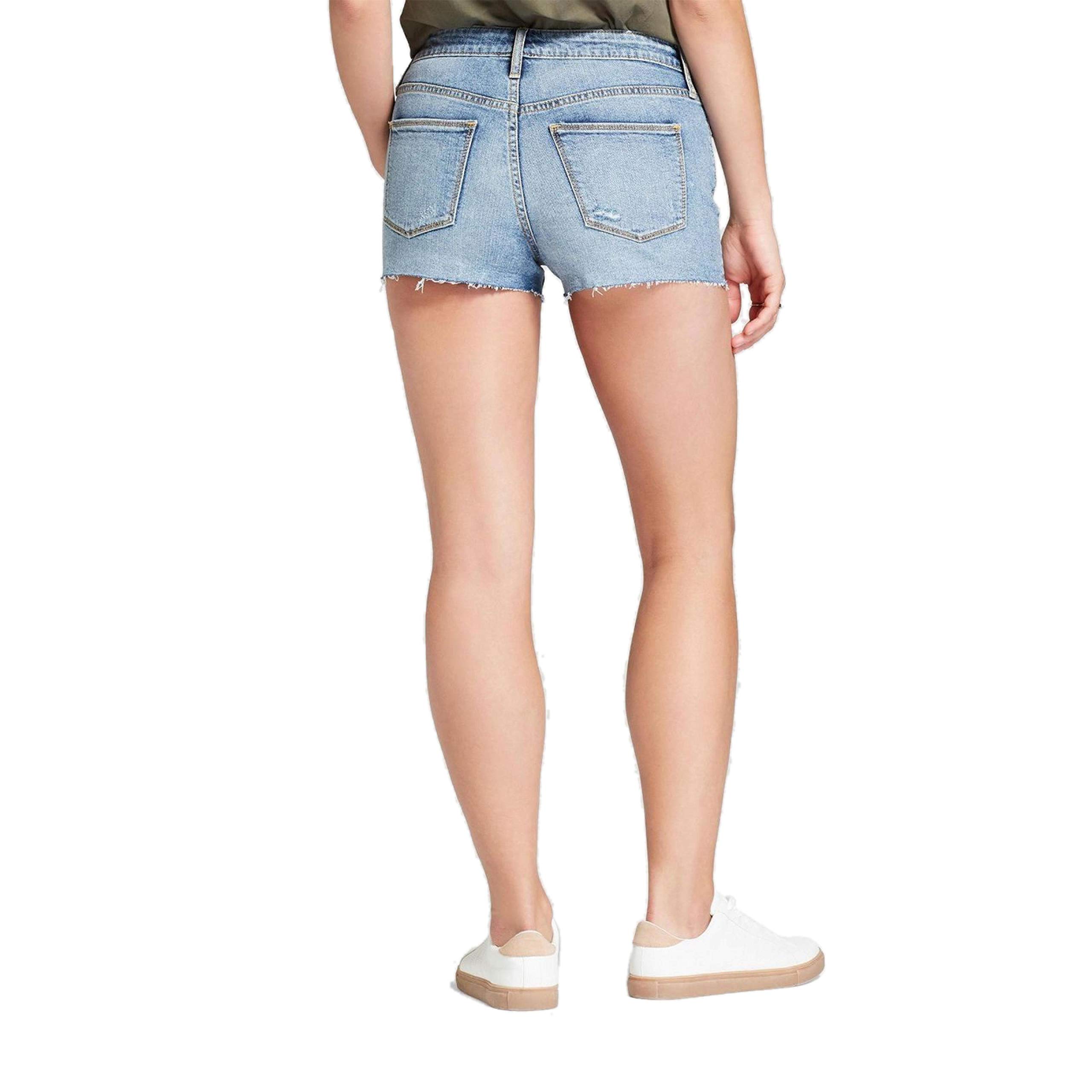 Universal Thread Women's High-Rise Raw Hem Jean Shorts - Size 12 Medium Denim Wash | Comfortable Summer Shorts for Casual Outfits, Beach Vacations & Weekend Wear