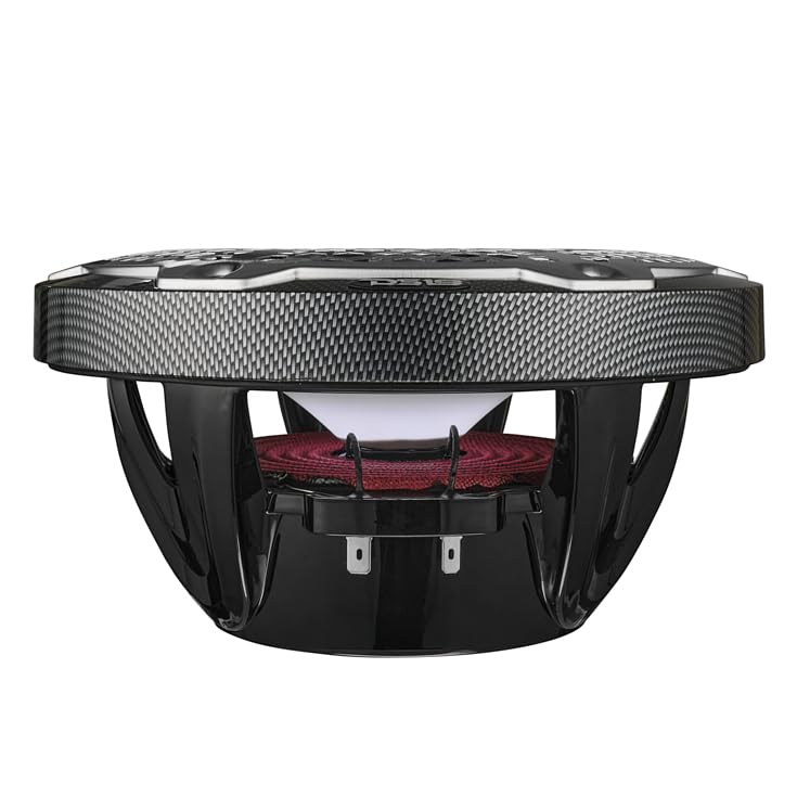 DS18 Hydro CF-8M 8 Inch 2-Way Coaxial Marine Speakers with RGB LED Lights - 125W RMS 4-Ohm Waterproof Boat Audio System, UV Resistant Carbon Fiber Design (Pair of 8