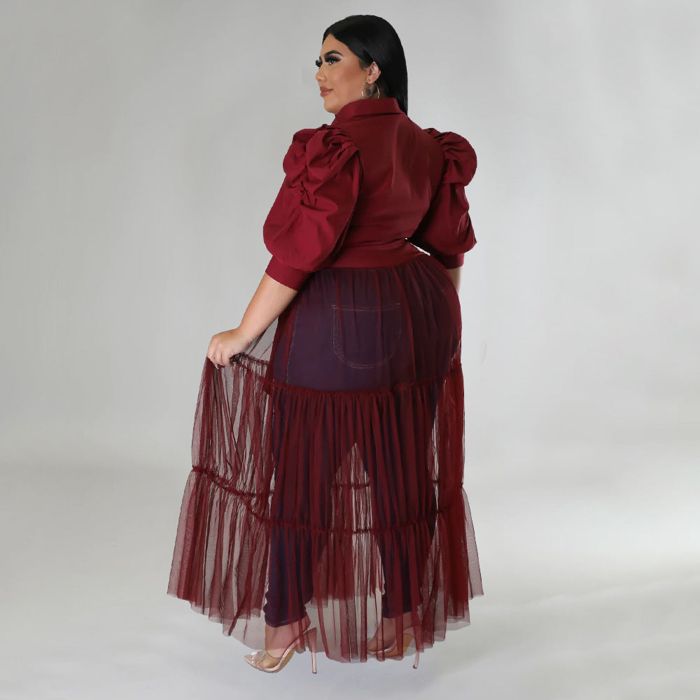 Sexy Plus Size Mesh See-Through Dress with Strap - Perfect for Night Out, Club Wear & Party Outfits