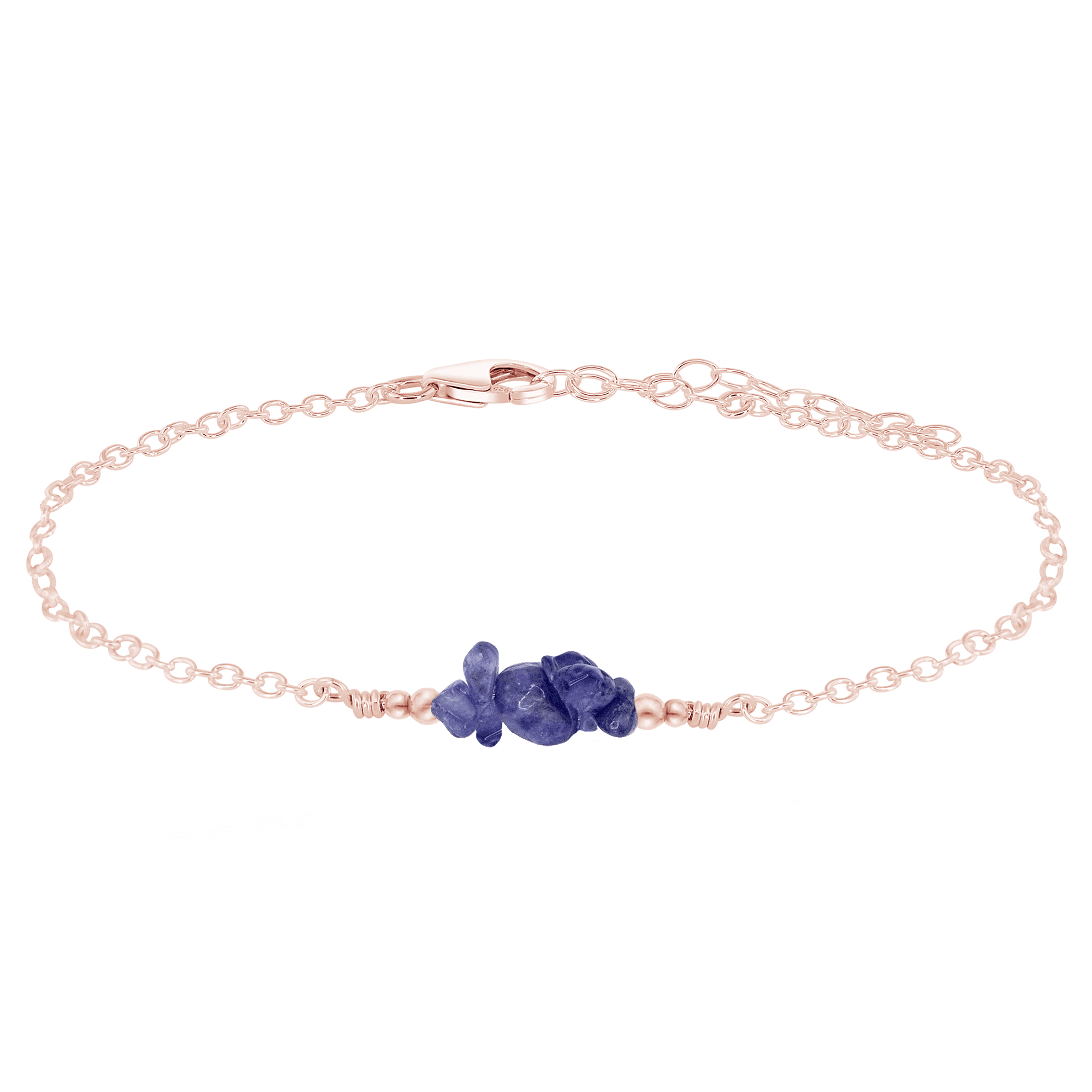 Natural Tanzanite Chip Bead Bar Anklet Bracelet - Handmade Adjustable Ankle Jewelry for Women, Boho Chic Beach Wedding Party Accessory