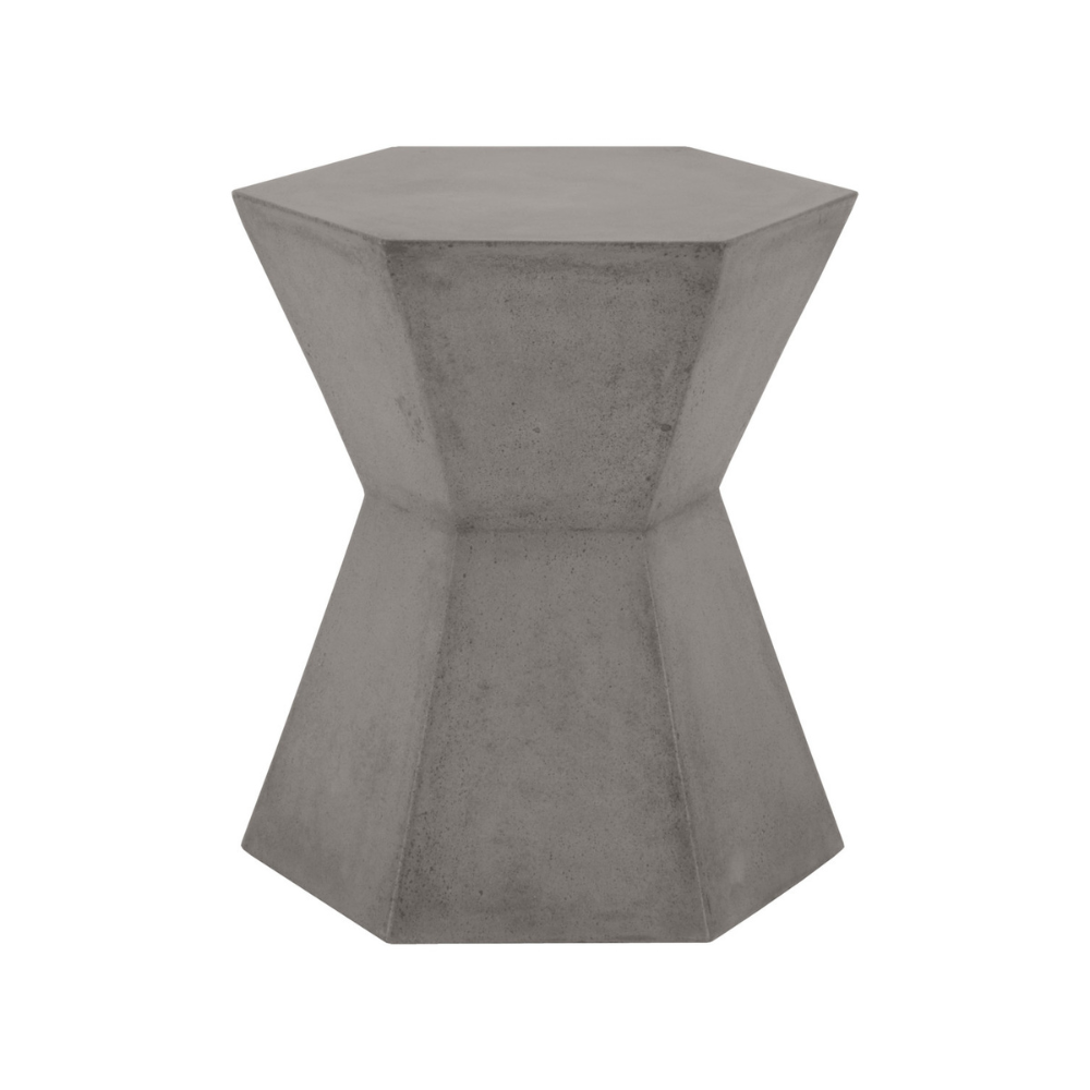 Modern Bento Slate Gray Concrete Outdoor Accent Table - Durable Weather-Resistant Patio Side Table for Garden, Poolside & Balcony Decor