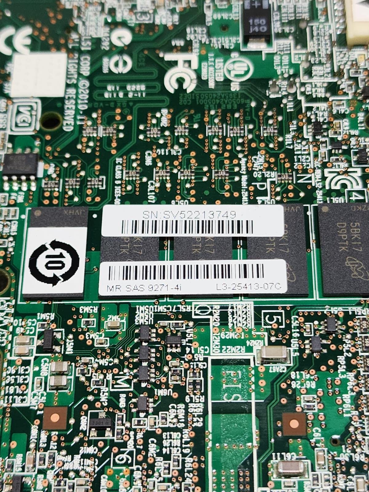 LSI LOGIC MegaRAID SAS 9271-4i 6Gb/s PCIe RAID Controller Card - LSI00328 - for Server Data Storage & Backup Solutions