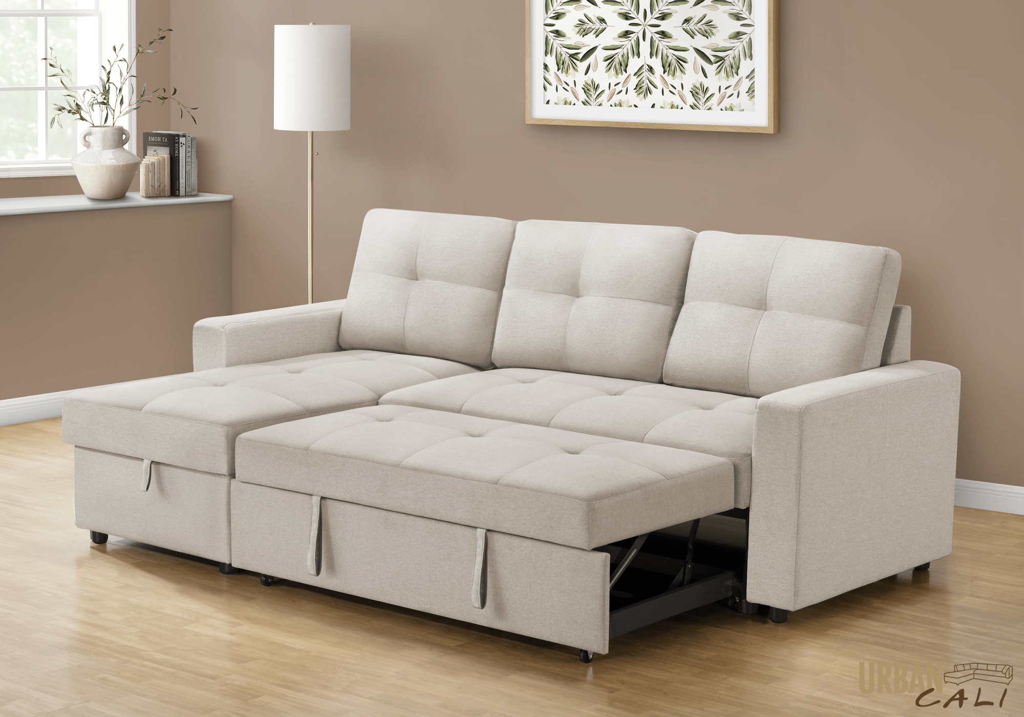 Venice Sleeper Sectional Sofa Bed with Reversible Storage Chaise - 5 Color Options | Convertible Couch for Small Spaces, Guest Room & Apartment Living