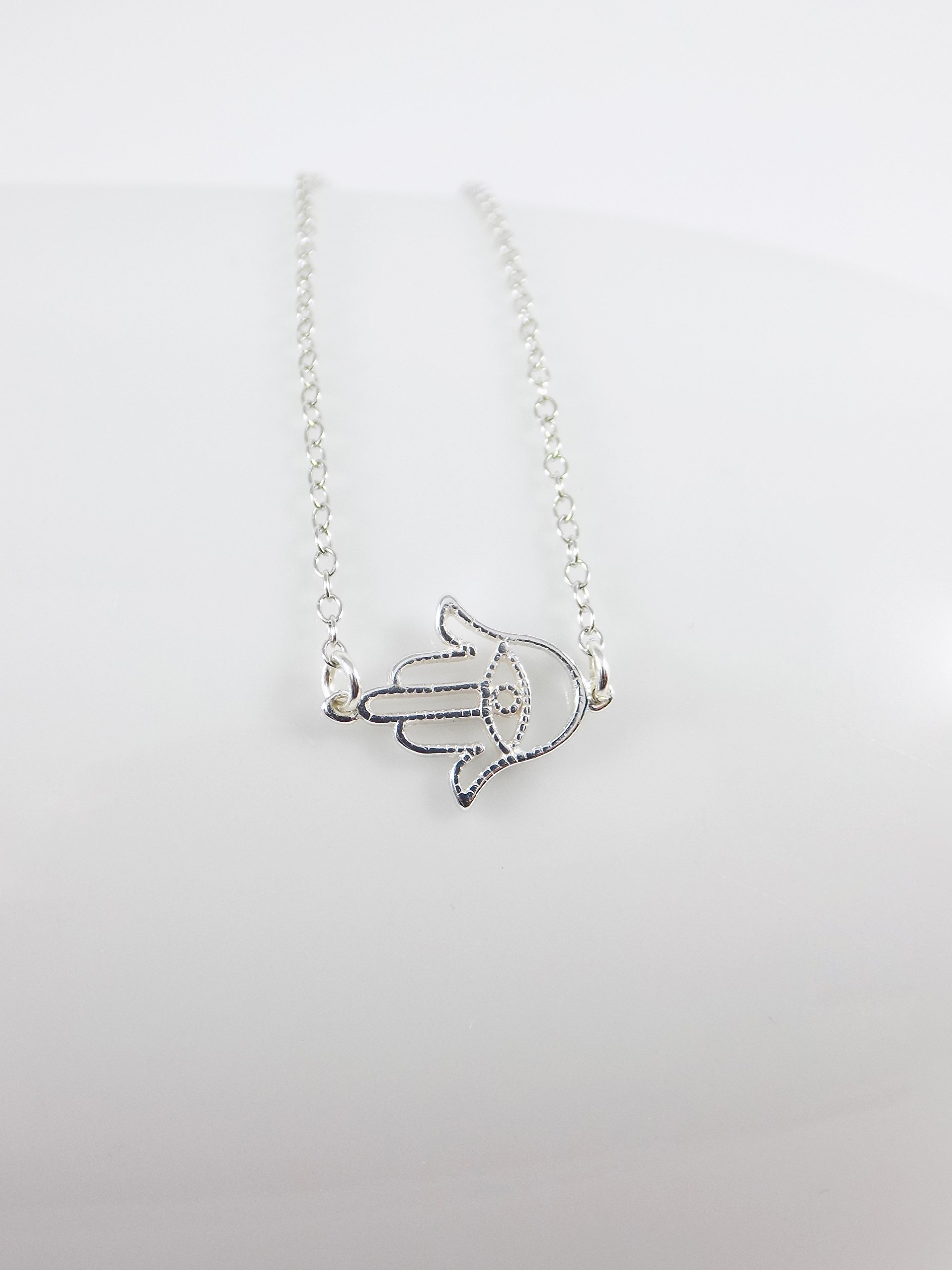 925 Sterling Silver Hamsa Hand Necklace - Hand of Fatima Charm Pendant for Women, Protection Jewelry Gift for Birthday, Travel & Spiritual Healing