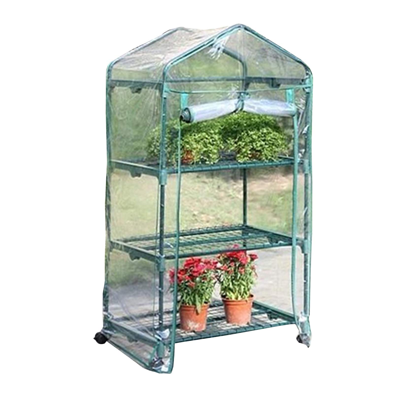 Baiying 3-Tier Mini Greenhouse with Transparent PVC Cover - Cold Resistant & Portable with Universal Wheels (69x49x127cm) - Perfect for Indoor Seed Starting, Plant Growing & Flower Stand