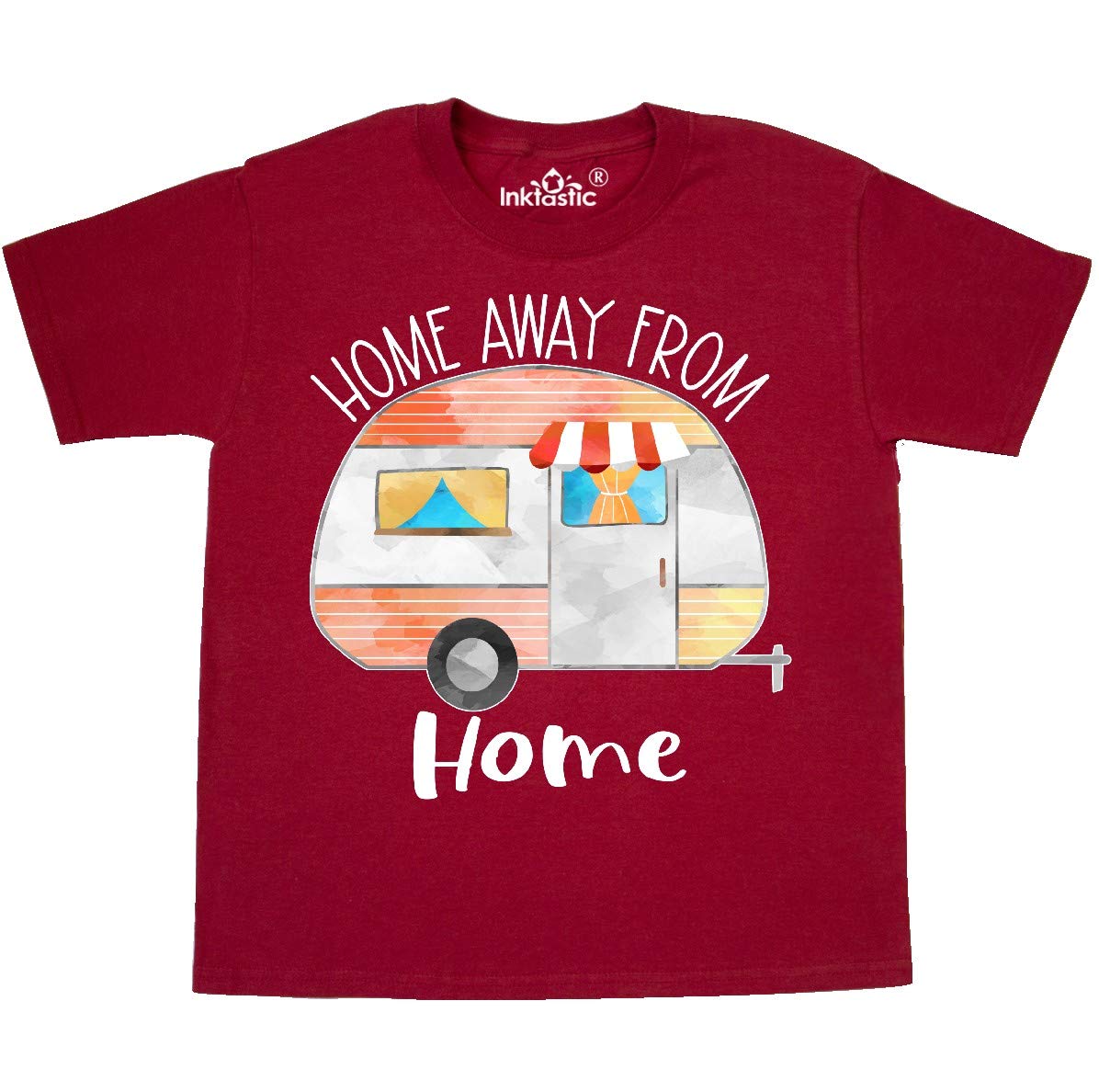 Inktastic 'Home Away from Home' Orange Camper Youth T-Shirt - Comfortable & Fun Travel Outfit for Kids Camping Trips & Road Adventures