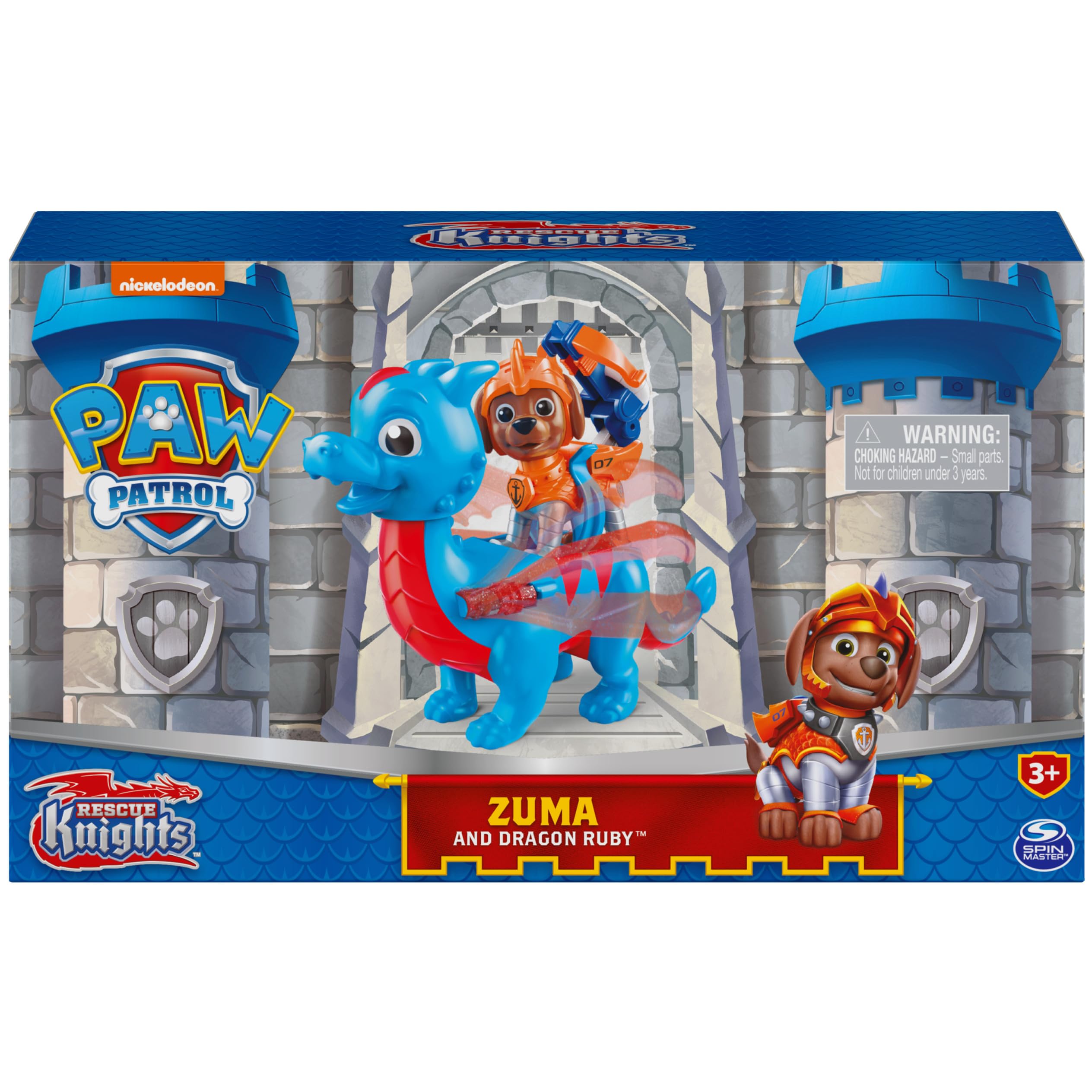 Paw Patrol Rescue Knights Zuma & Dragon Ruby Action Figures Set - Kids Toys for Ages 3+ | Birthday Gifts, Role Play, Adventure Playtime