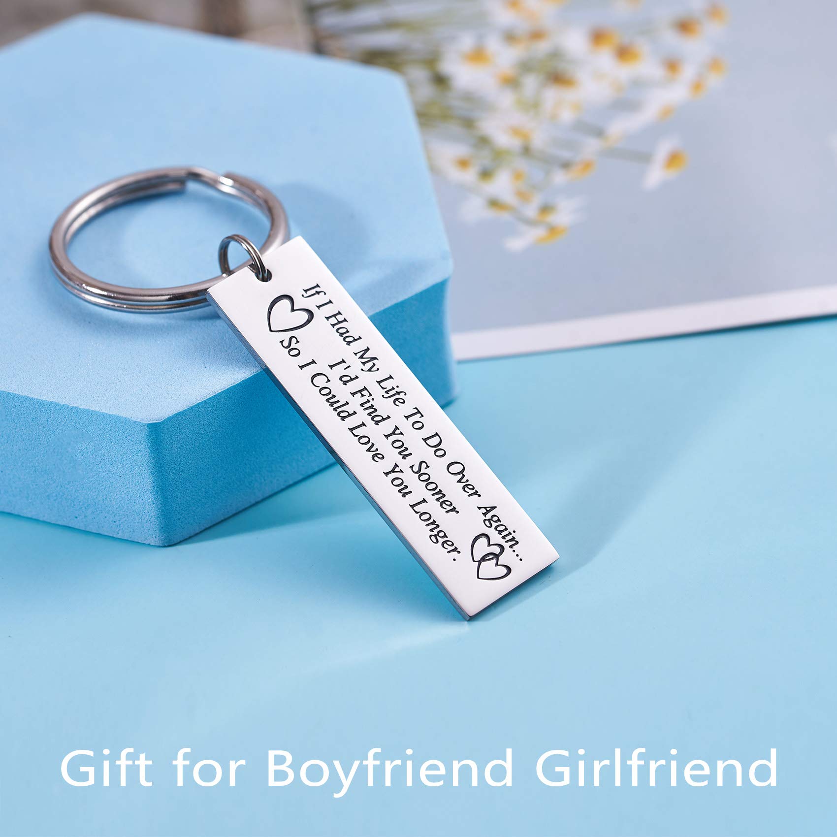 Romantic Soulmate Keychain Gift for Couples - 'If I Had My Life To Do Over Again' Engraved Heart Keyring - Perfect Anniversary, Valentine's Day & Wedding Gift for Him/Her