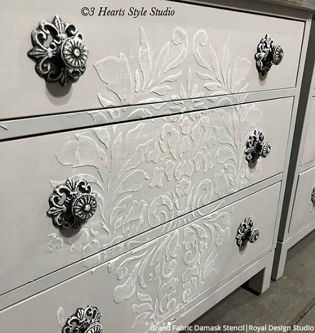 Grand Fabric Damask Wall Stencil - Reusable DIY Painting Template for Home Decor, Accent Walls & Furniture | Perfect for Bedroom, Living Room & Nursery Makeovers