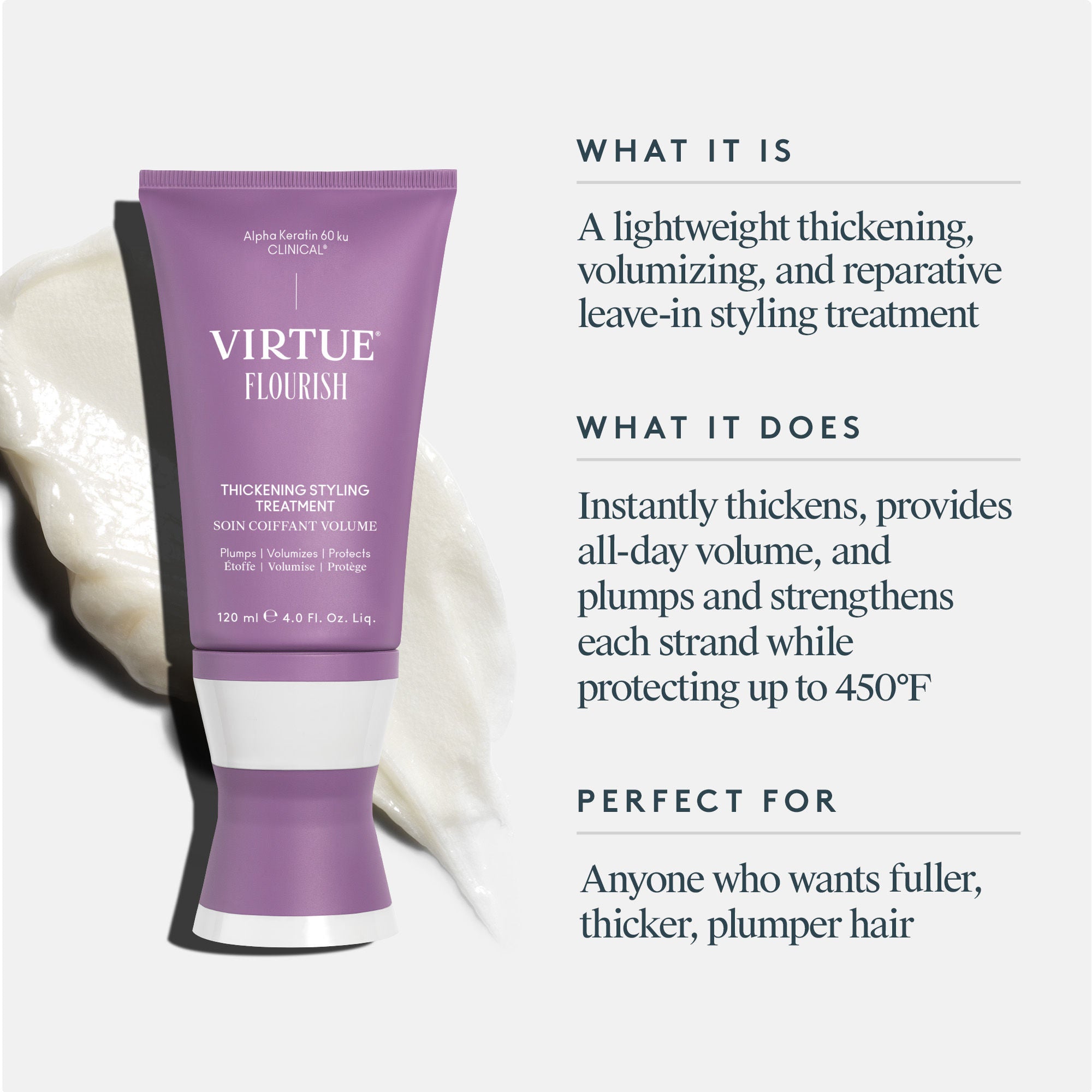 Flourish Thickening Styling Treatment for Fine Hair - Volumizing Hair Care Product for Fuller, Healthier Looking Hair - Perfect for Daily Styling & Special Occasions