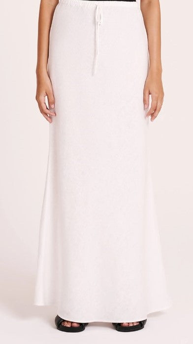 Amani Linen Maxi Skirt for Women - Flowy White Summer Skirt with Pockets | Beach, Vacation & Boho Outfit Essential