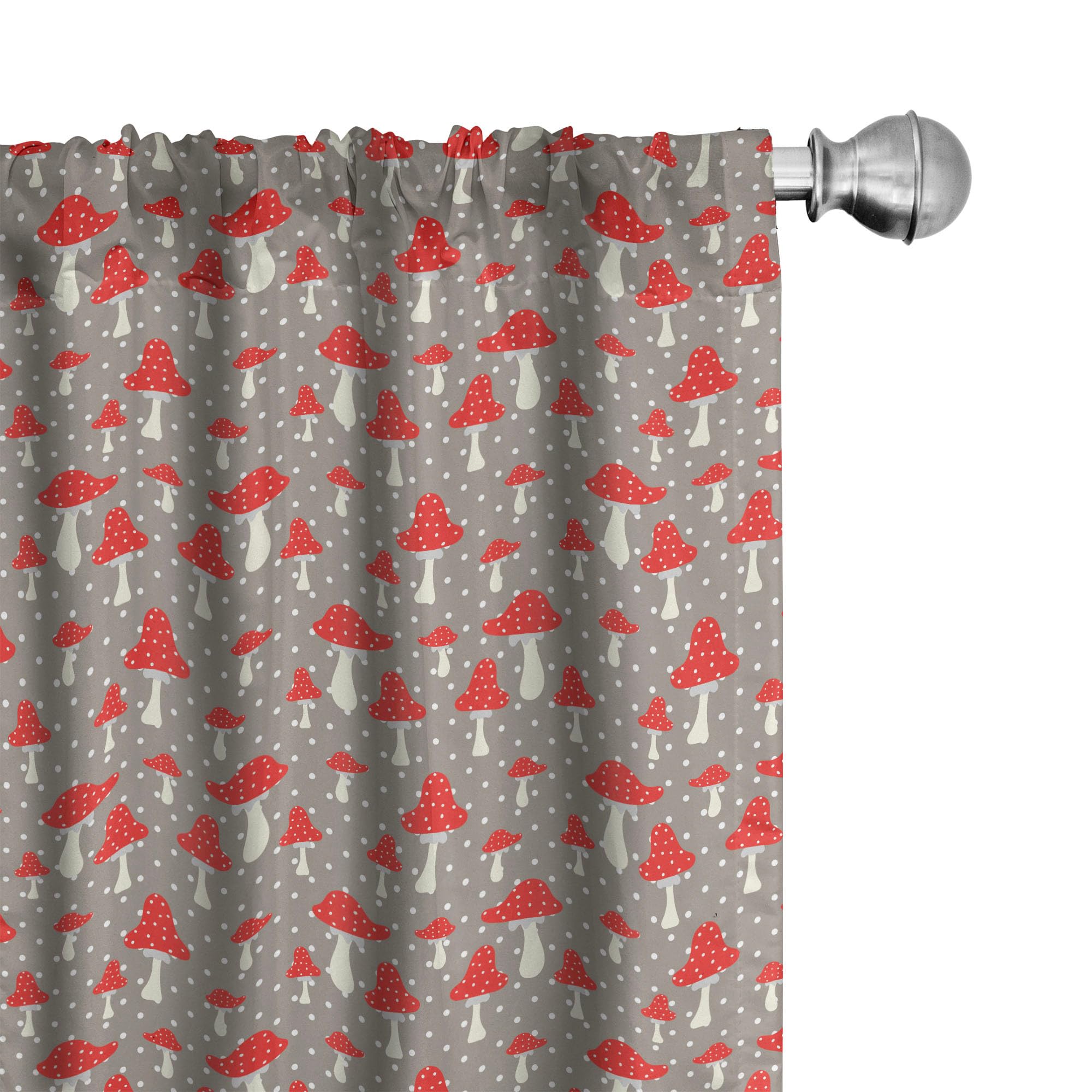 Ambesonne Mushroom Curtains - 2 Panel Set with Amanita Mushrooms & Polka Dot Pattern, 28