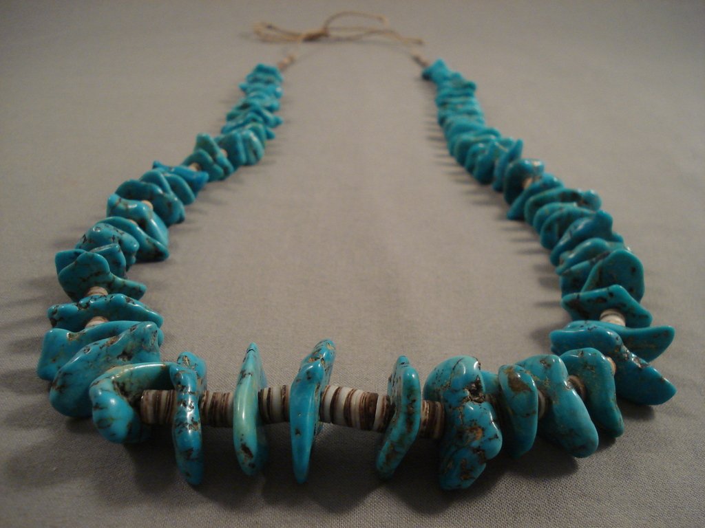 Authentic Vintage Navajo Native American Turquoise Nugget Heishi Necklace - 109 Grams Handmade Jewelry for Women - Perfect for Boho, Southwest & Festival Fashion