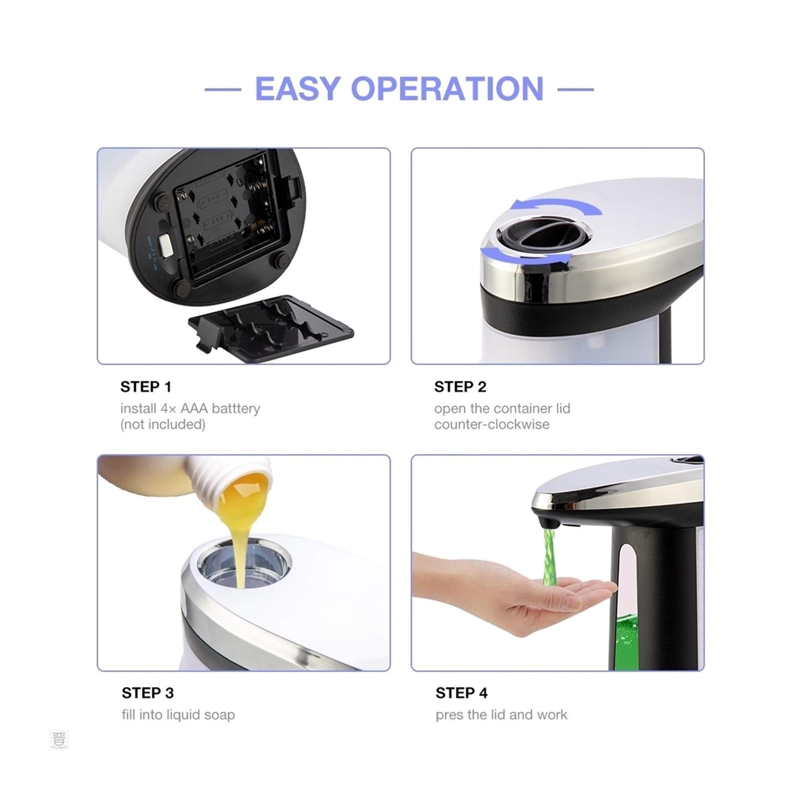 Touchless Automatic Soap Dispenser 13.53oz/400ml - Hands Free Motion Sensor Liquid Soap Dispenser for Kitchen, Bathroom, Countertop - Ideal for Home, Office, and Public Restrooms to Promote Hygiene and Convenience