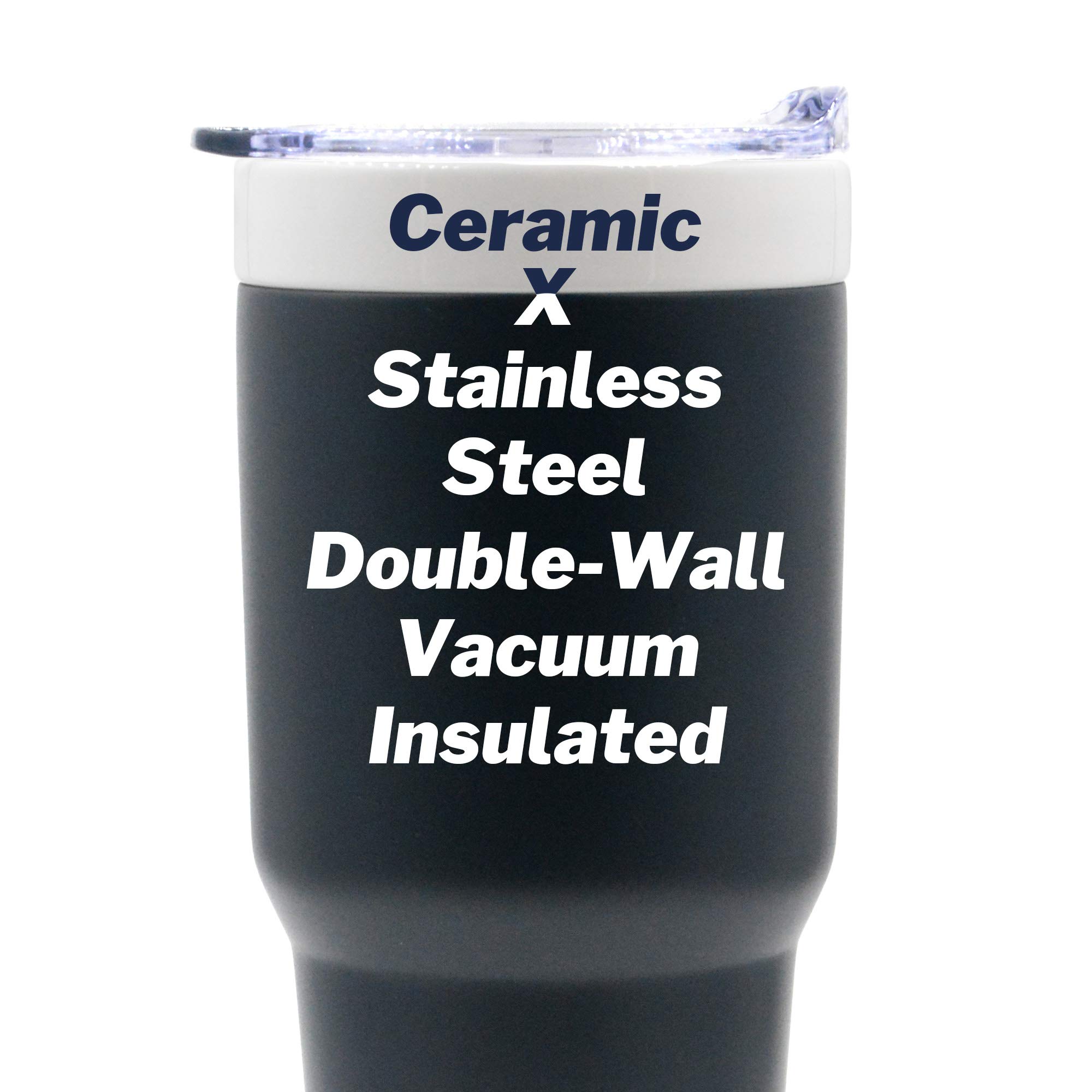 Premium Stainless Steel Vacuum Insulated Coffee Tumbler with Ceramic Lining - 24oz Venti Size, Leak-Proof & Temperature Control (Dark Navy) - Perfect for Travel, Office & Outdoor Adventures
