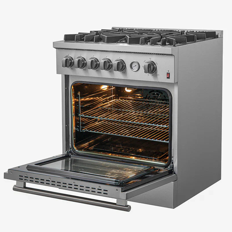 **Forno Giovanni 30 Inch Stainless Steel Gas Range - 5 Burner Convection Oven with Temperature Gauge (Model FFSGS6274) - Perfect for Home Kitchens & Professional Chefs**