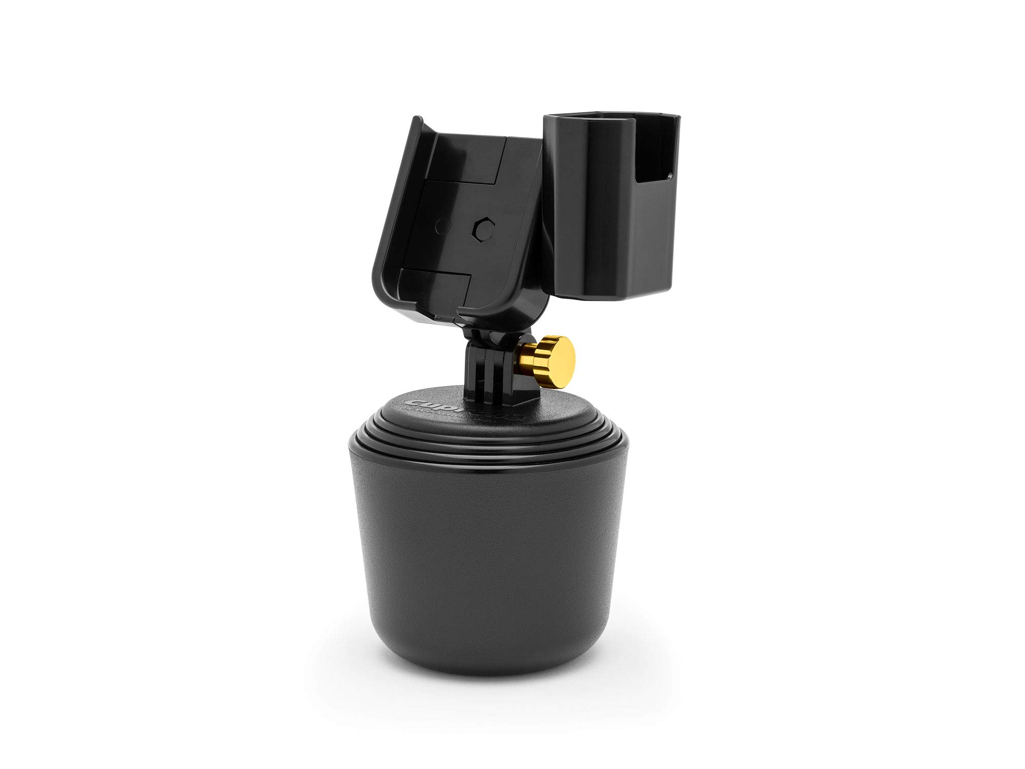 WeatherTech CupFone with Hand Sanitizer Holder - Universal Adjustable Car Cup Holder Phone Mount for iPhone & Smartphones - Gold Metal Knobs - Perfect for Road Trips & Daily Commutes
