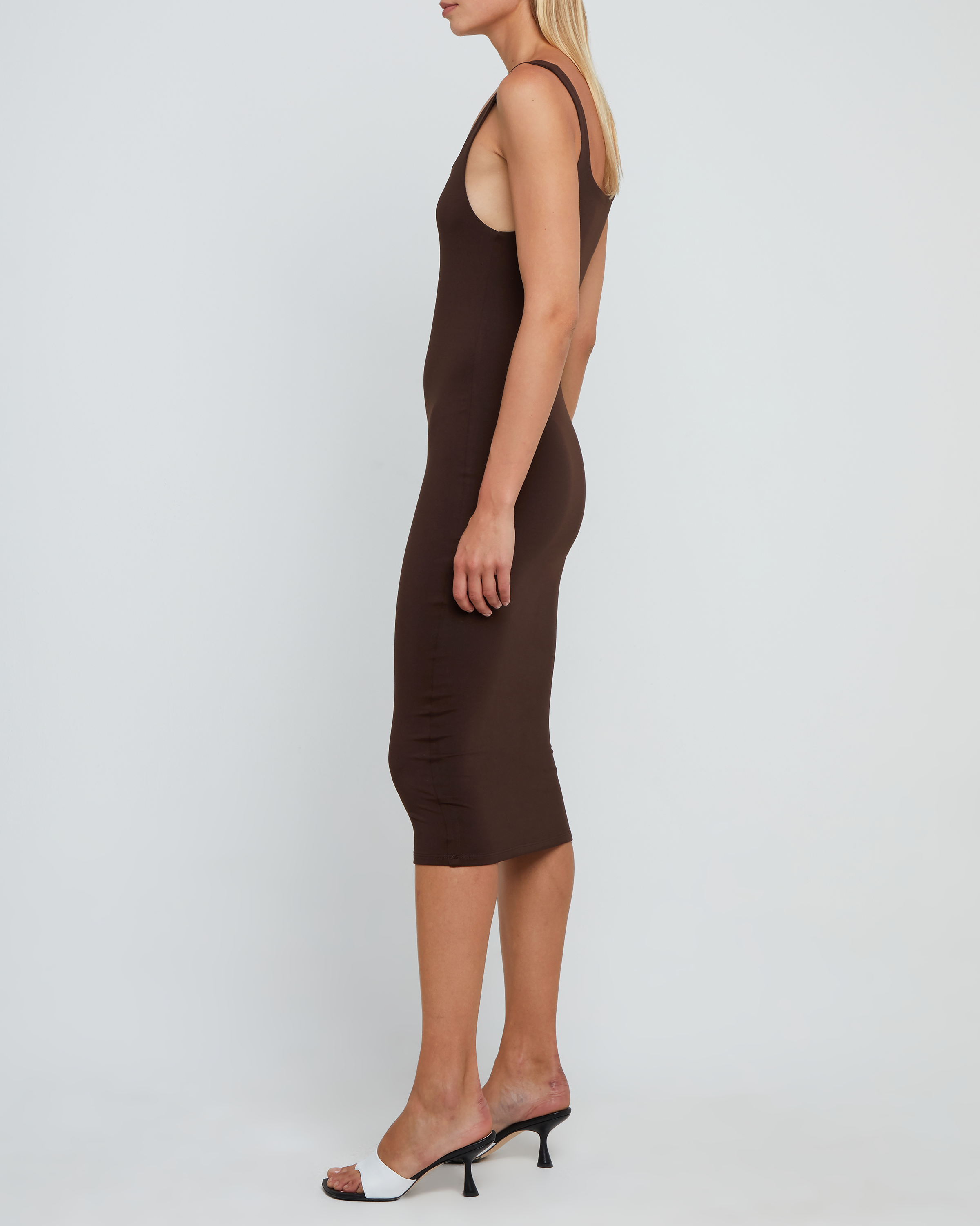Contouring Tank Midi Dress for Women - Slimming Bodycon Summer Dress with Built-in Bra - Perfect for Beach, Party & Date Night