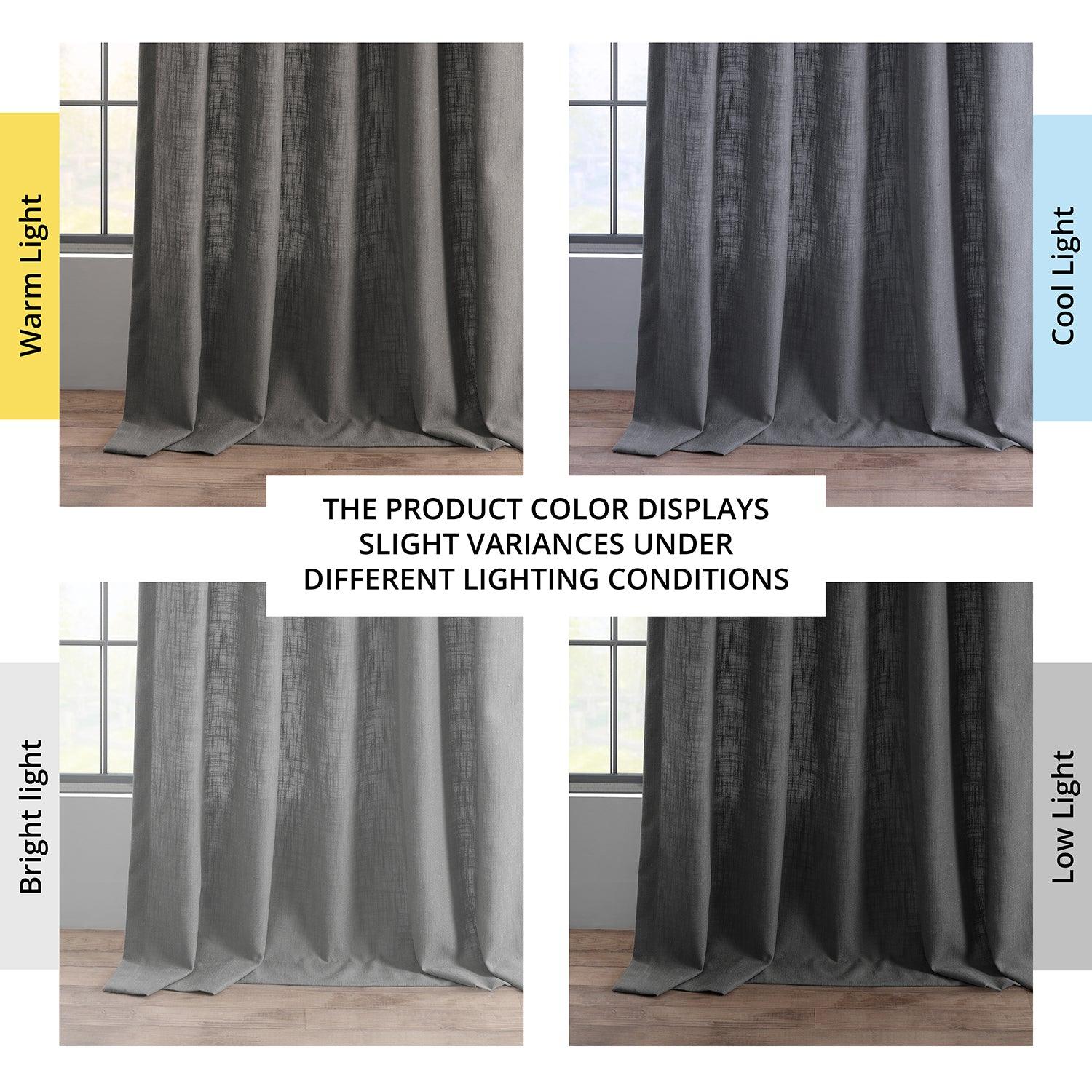 Pewter Grey Heavy Faux Linen Curtains - Blackout Window Drapes for Living Room & Bedroom - Elegant Thermal Insulated Home Decor