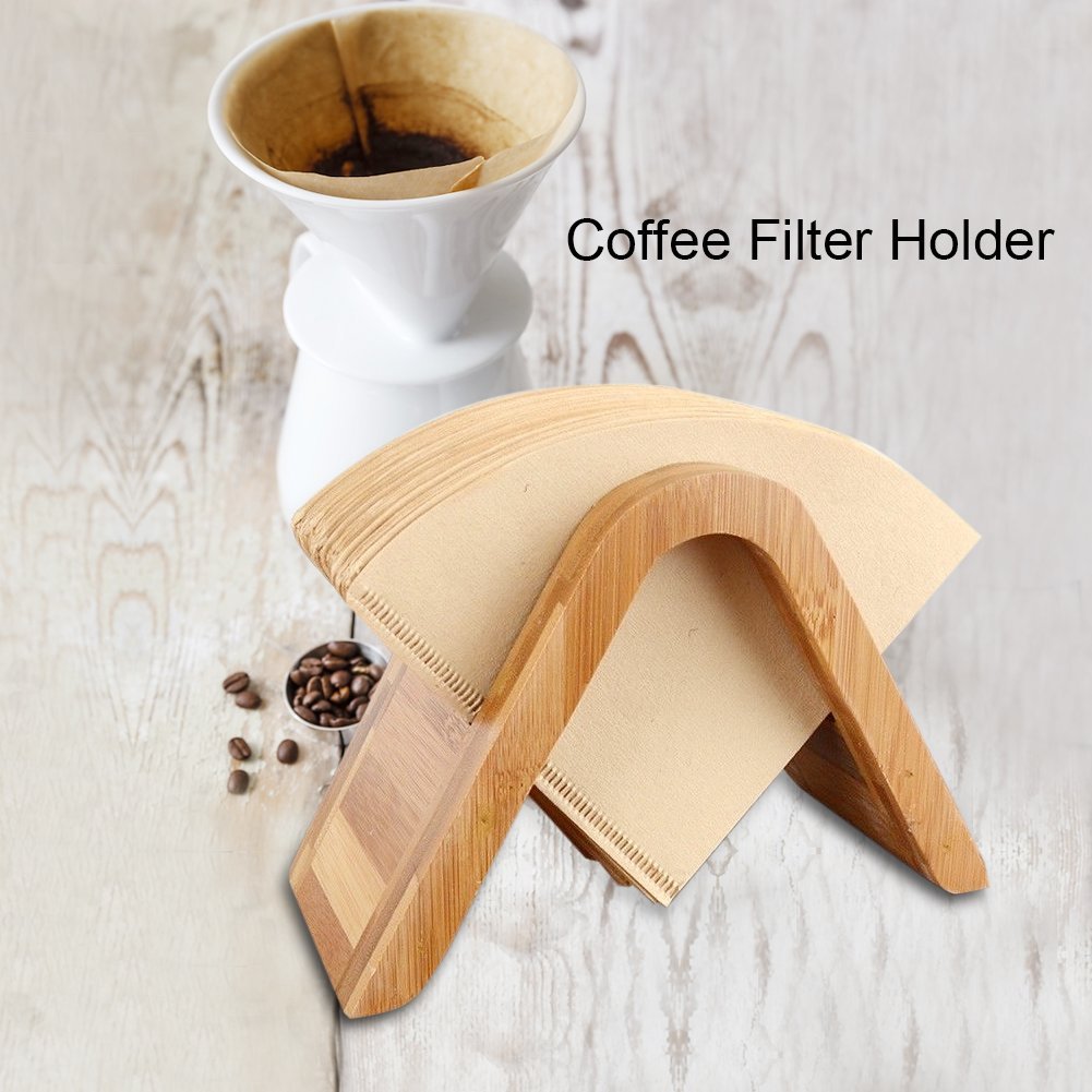Bamboo Coffee Filter Holder - Organizer & Dispenser for Cone Coffee Filters - Perfect for Home, Kitchen, Bar & Cafes (6.9 x 3.1 x 4.6 Inches) - Keep Your Brewing Station Neat & Tidy