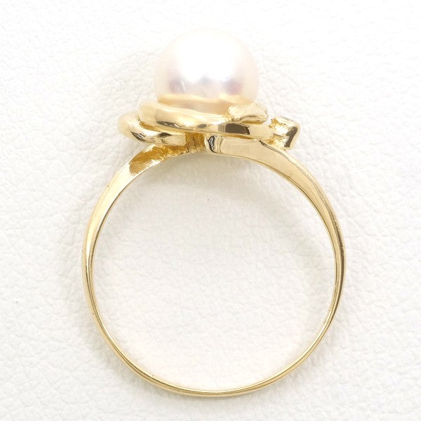 18K Yellow Gold Pearl Diamond Ring for Women - Elegant Bridal, Wedding, Anniversary Jewelry Gift - Perfect for Engagement, Proposal & Special Occasions